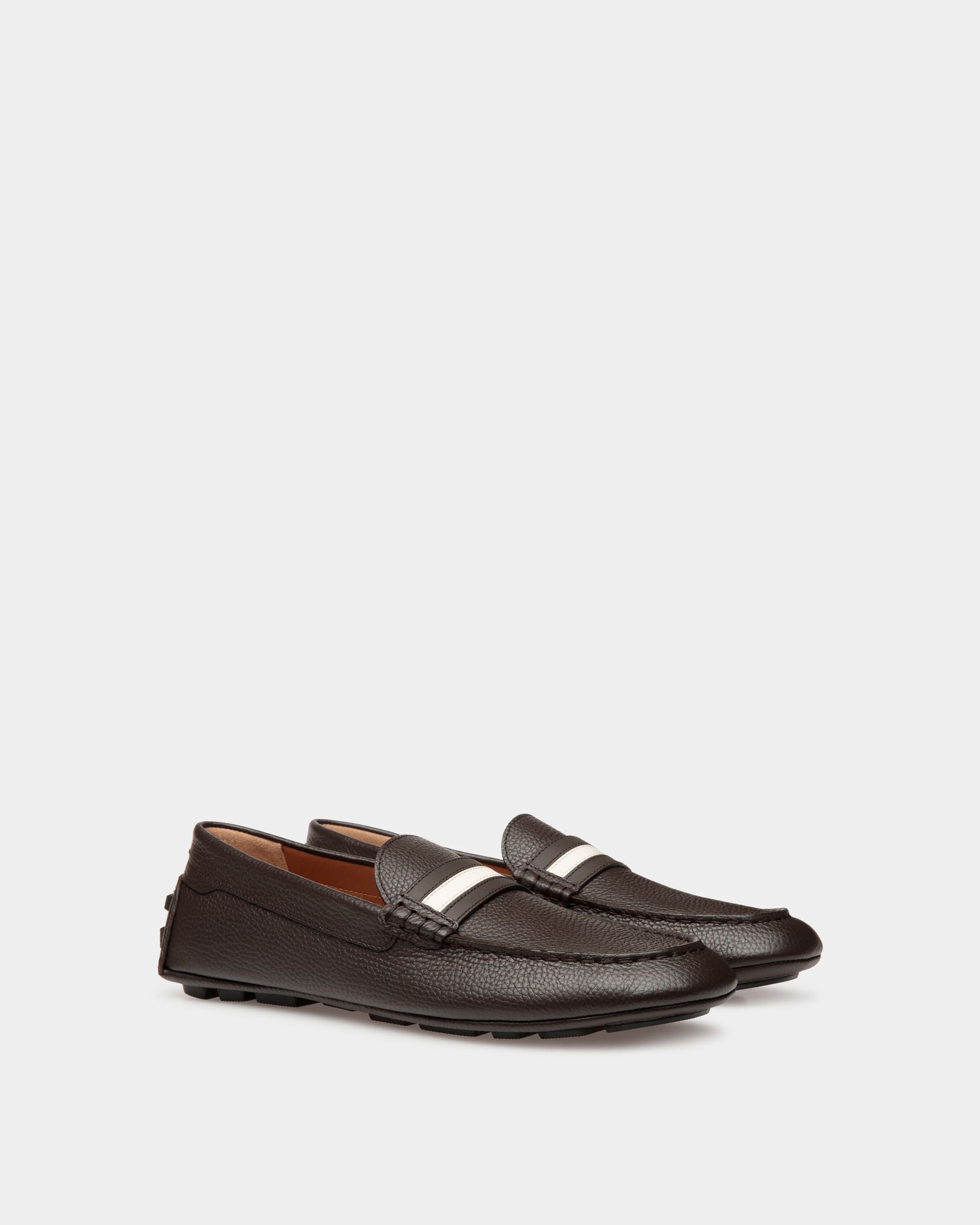 Chaussure Driver Kerbs En Cuir Grainé Ebano - Homme - Bally - 02