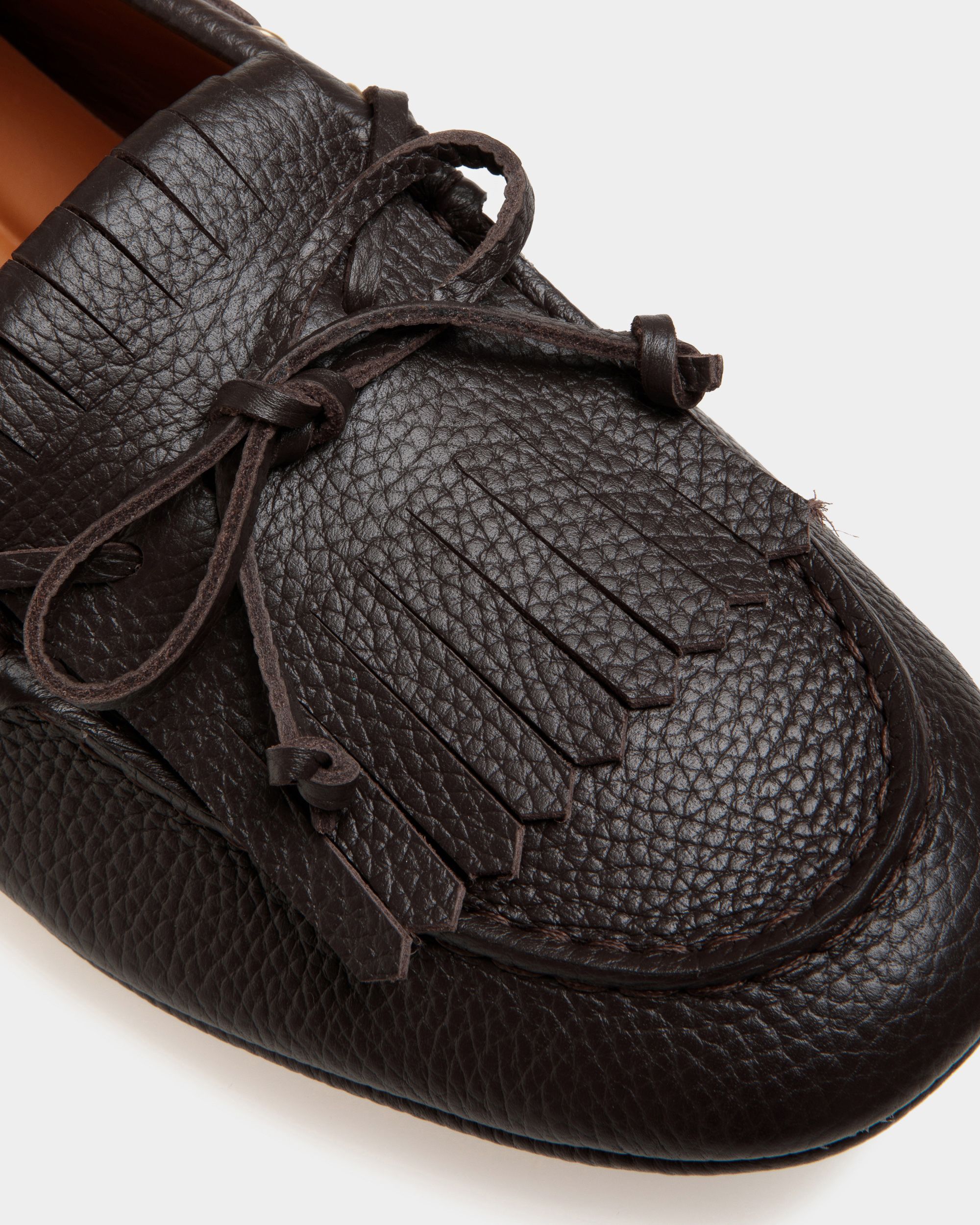 Kerbs Driver-Schuh Aus Genarbtem Leder In Braun - Herren - Bally - 05