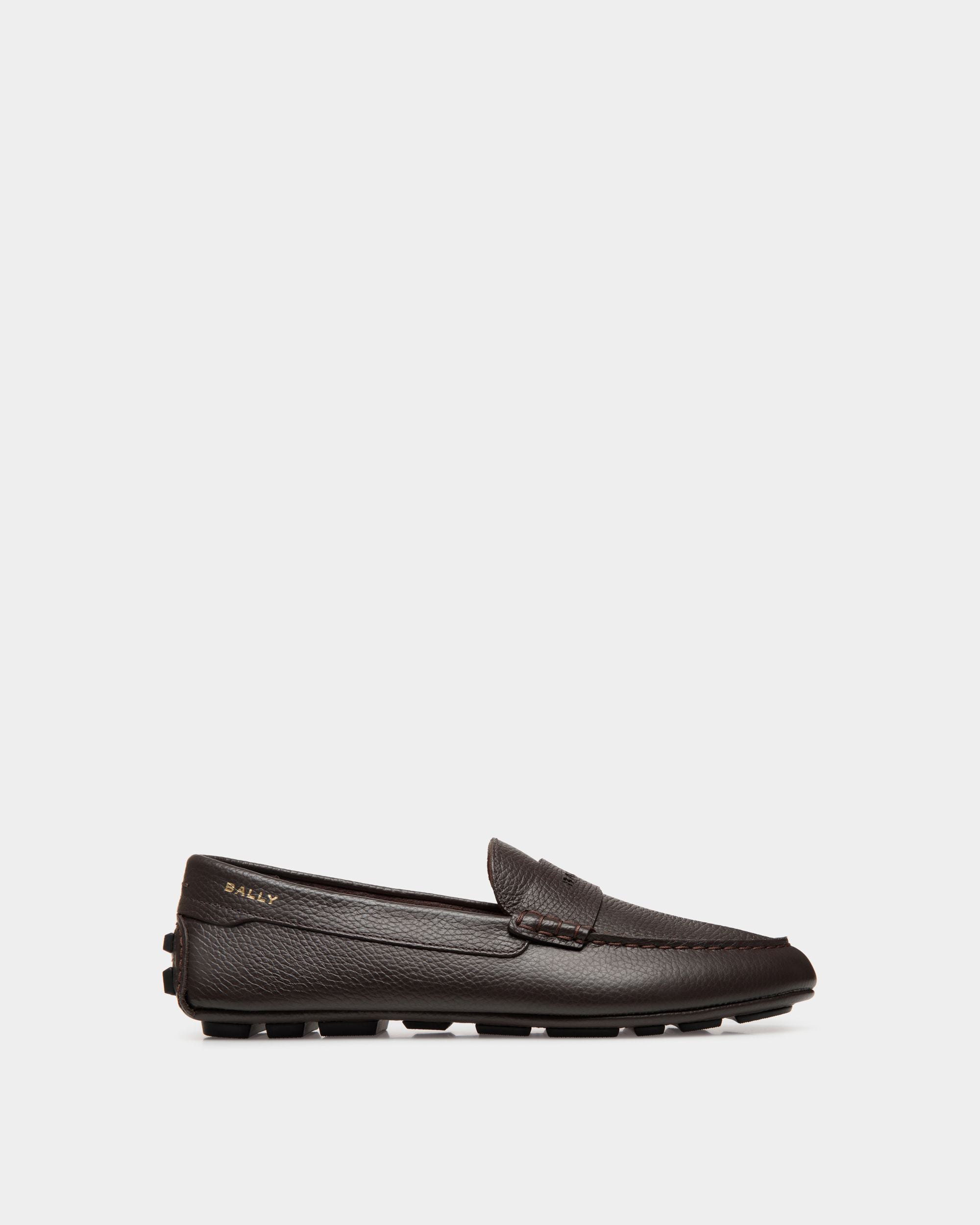 Kerbs Driver-Schuh Aus Ebenholzfarbenem Genarbtem Leder - Herren - Bally - 01