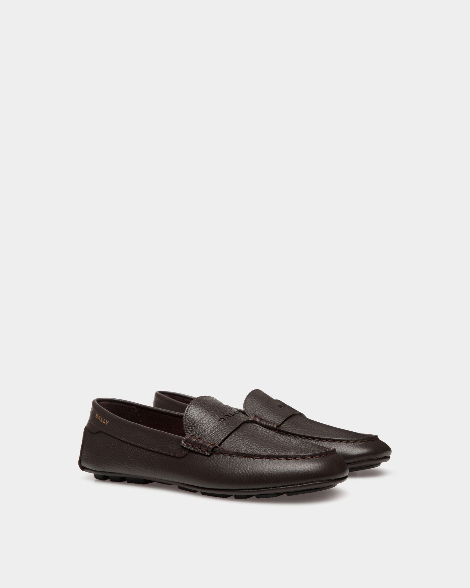 Kerbs Driver-Schuh Aus Ebenholzfarbenem Genarbtem Leder - Herren - Bally - 02