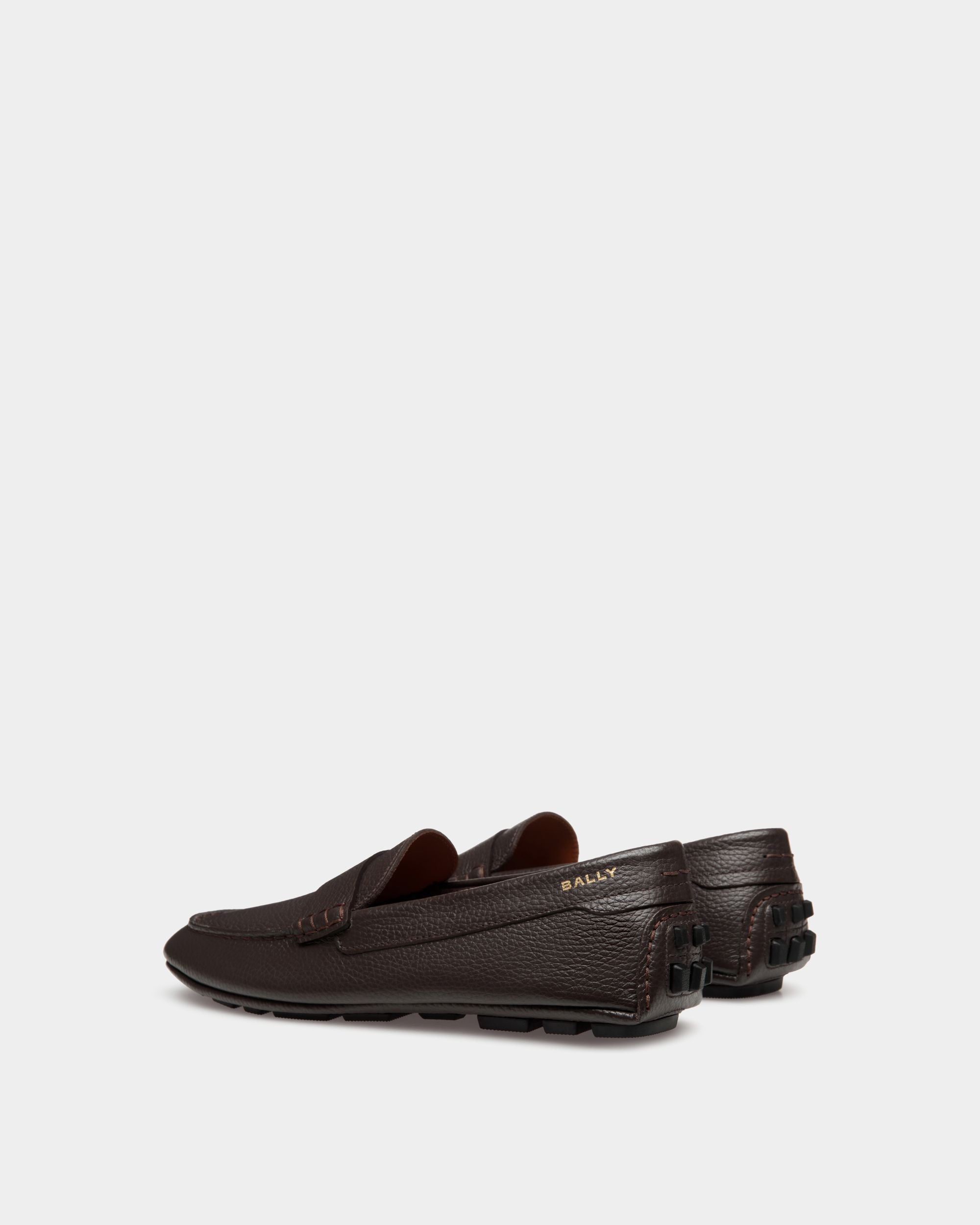 Kerbs Driver-Schuh Aus Ebenholzfarbenem Genarbtem Leder - Herren - Bally - 03