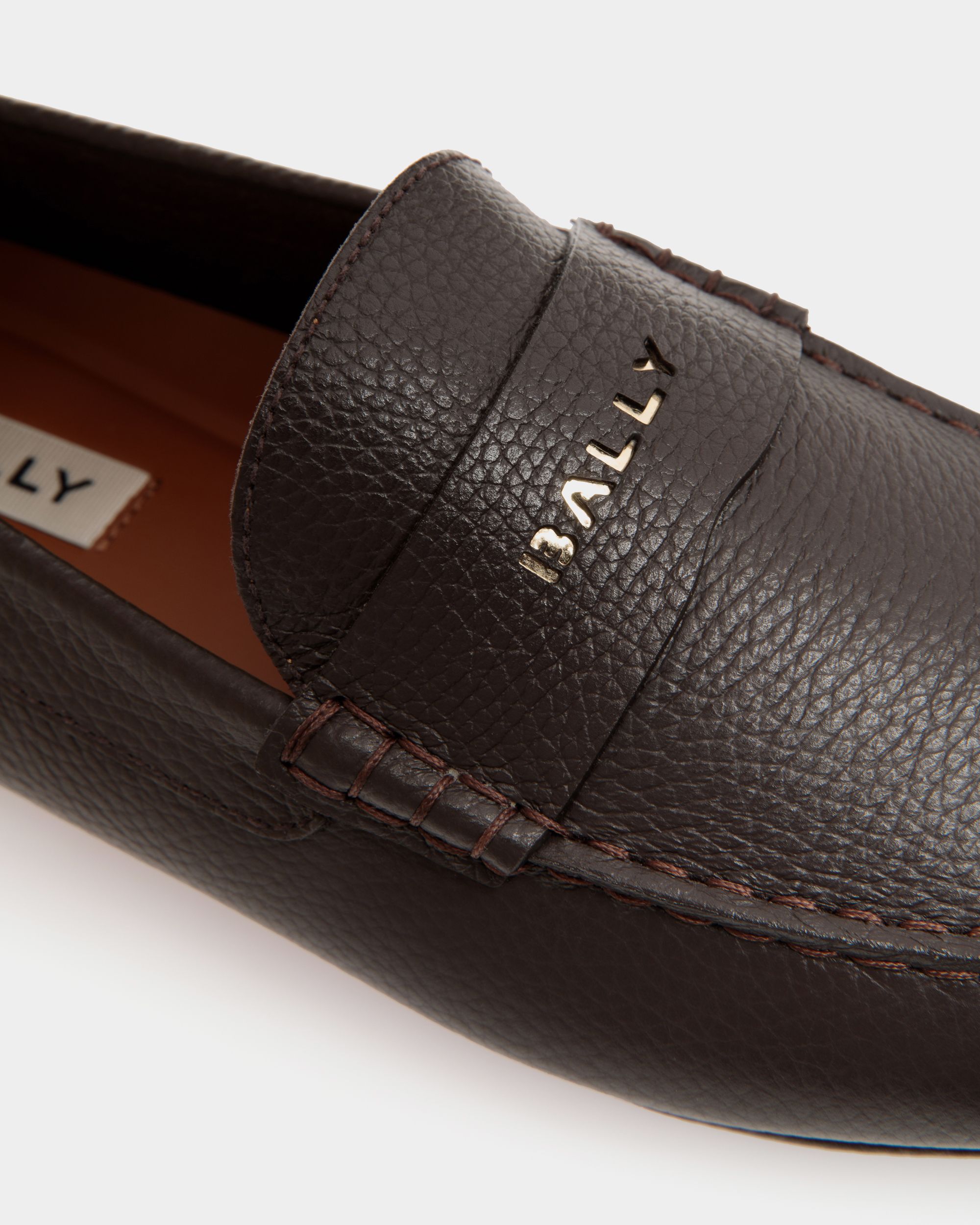 Kerbs Driver-Schuh Aus Ebenholzfarbenem Genarbtem Leder - Herren - Bally - 05