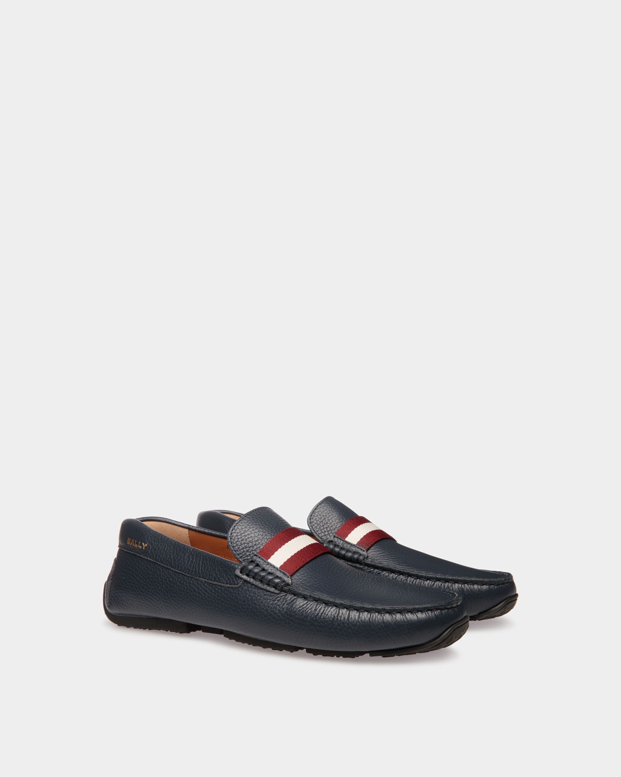 Pilot Driver-Schuh Aus Genarbtem Leder In Blau - Herren - Bally - 02