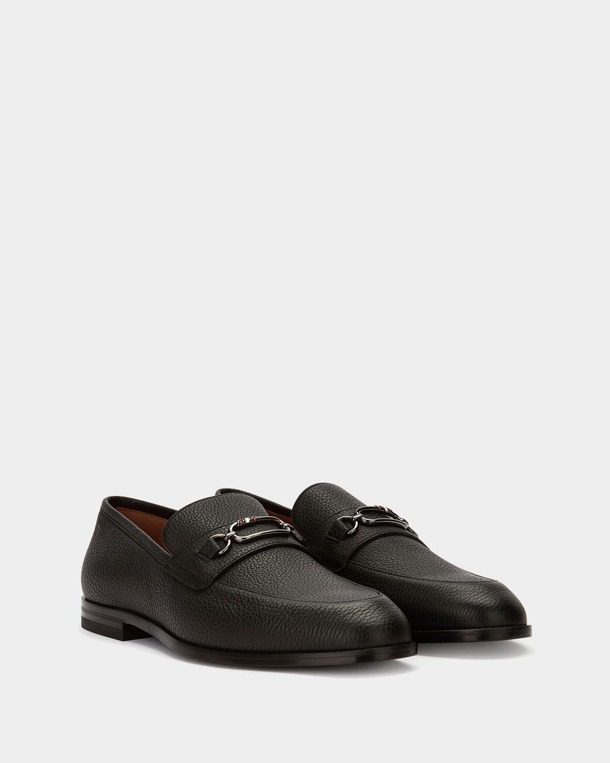 Men's Black Leather Loafers - Homme - Bally - 02