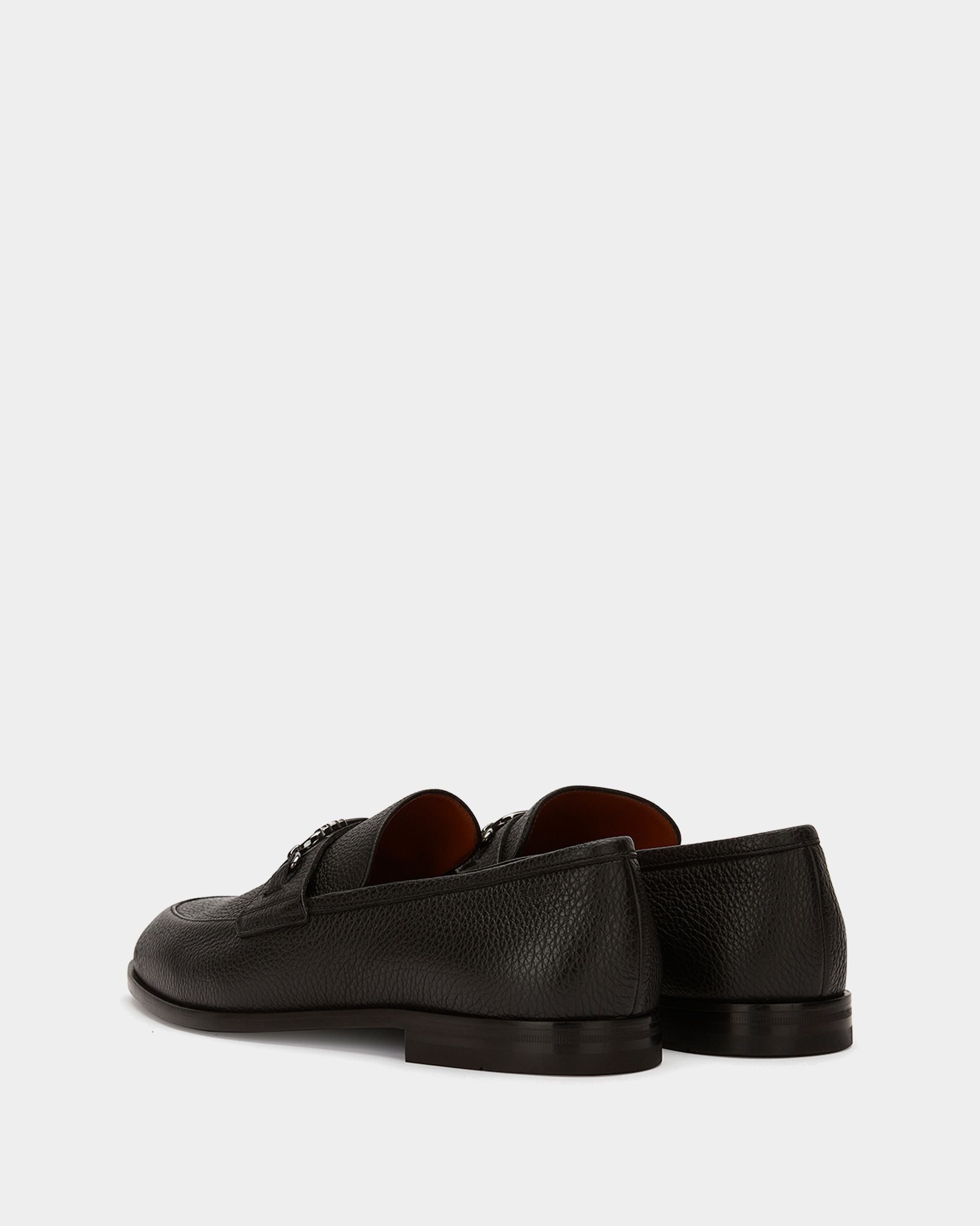 Men's Black Leather Loafers - Homme - Bally - 03