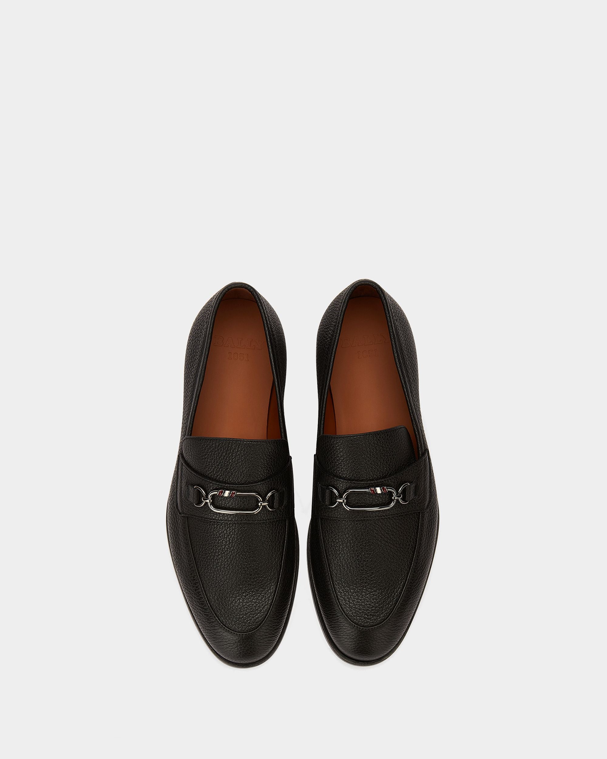Men's Black Leather Loafers - Homme - Bally - 05