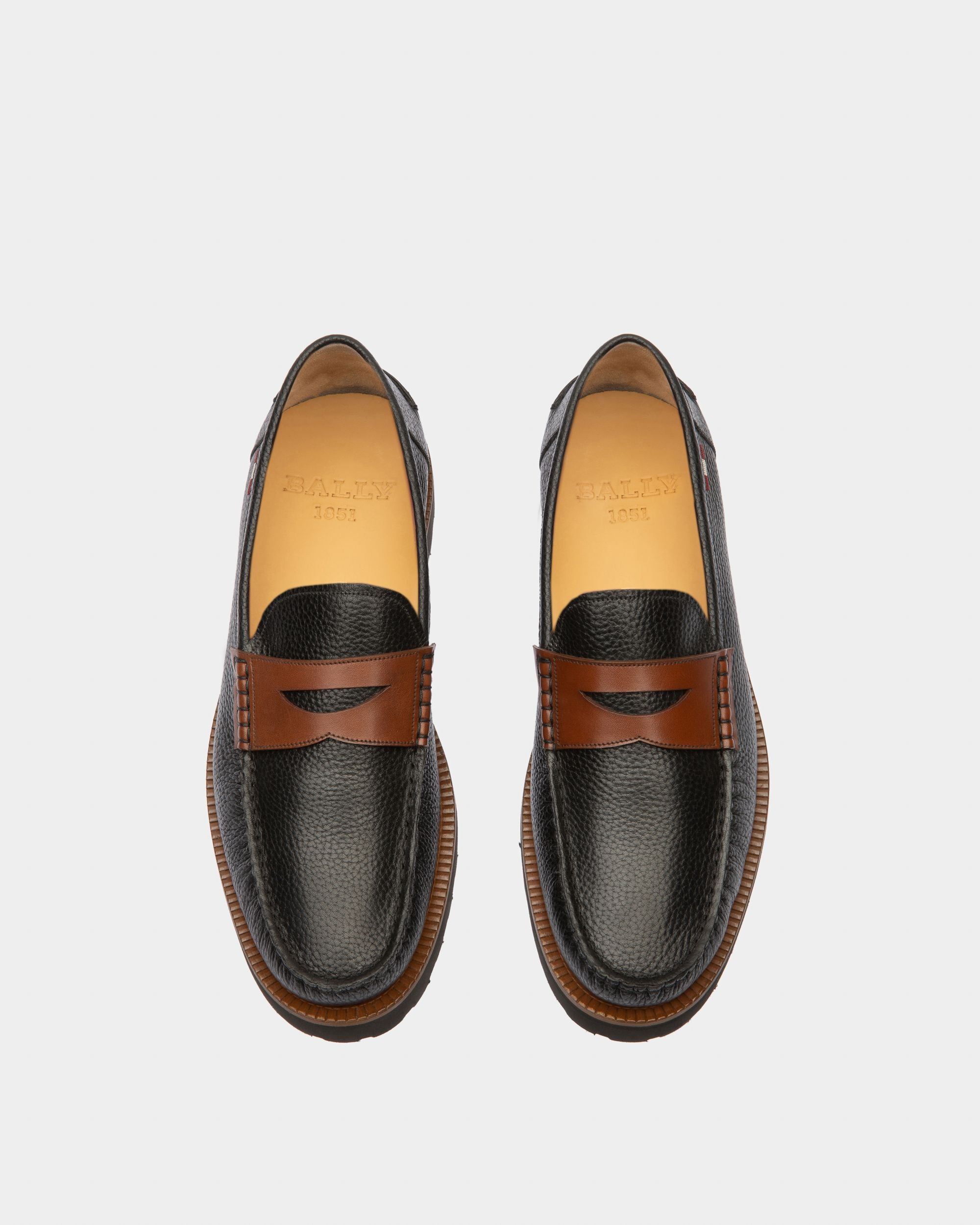 Noah Leather Loafers In Black & Brown - Herren - Bally - 02