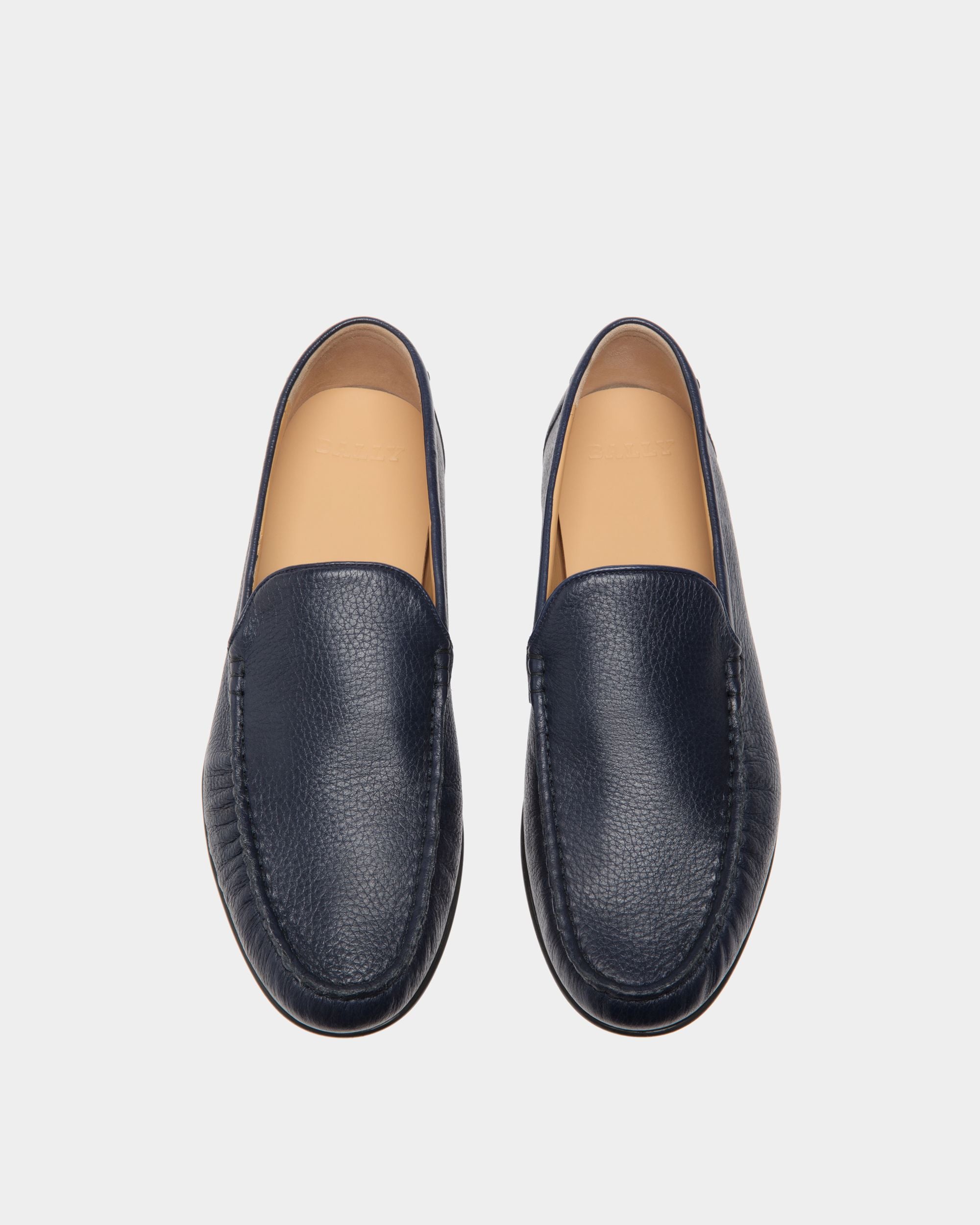 Moccasin in Blue Grained Leather - Men's - Bally - 04