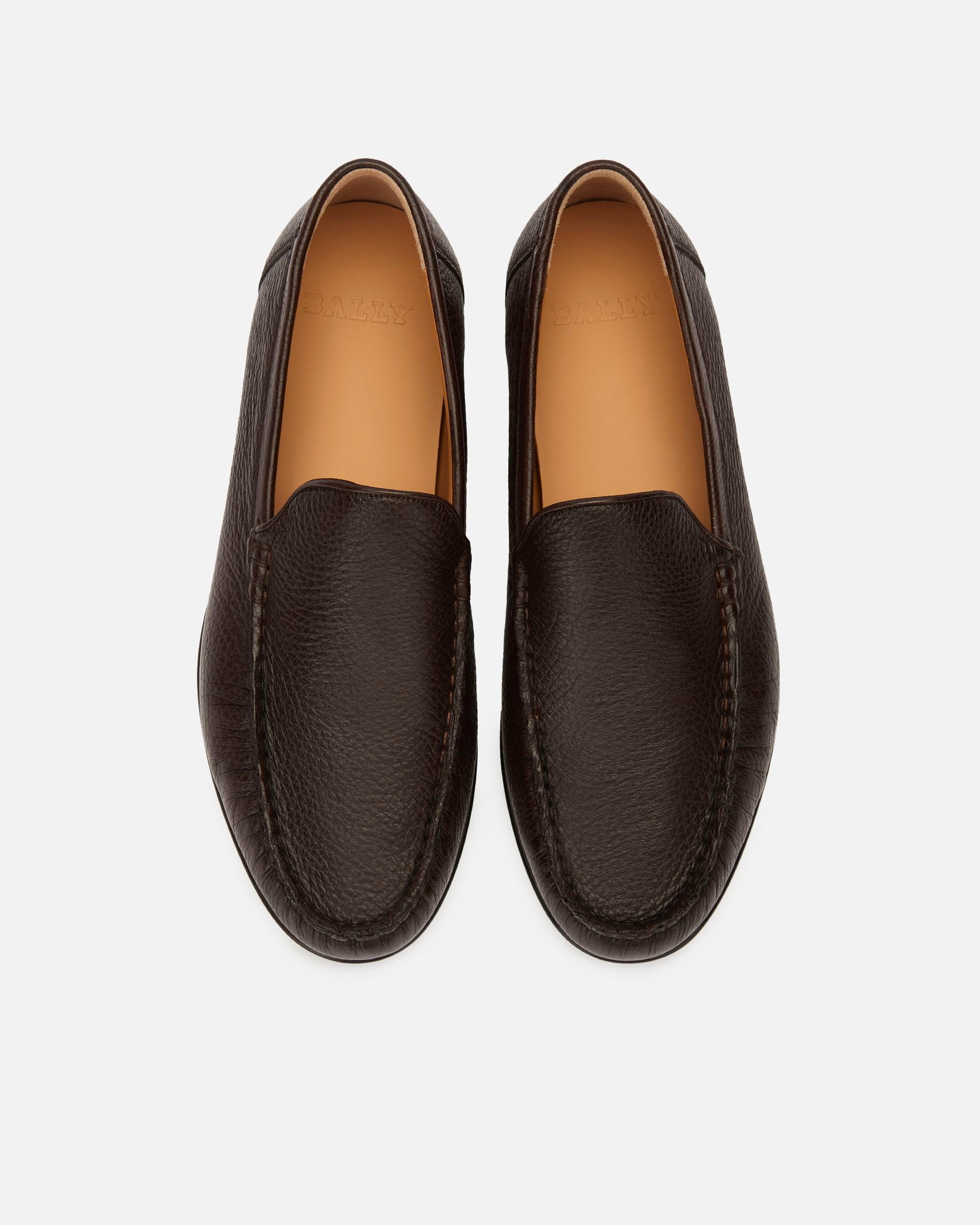 Men's Brown Leather Loafers - Homme - Bally - 05