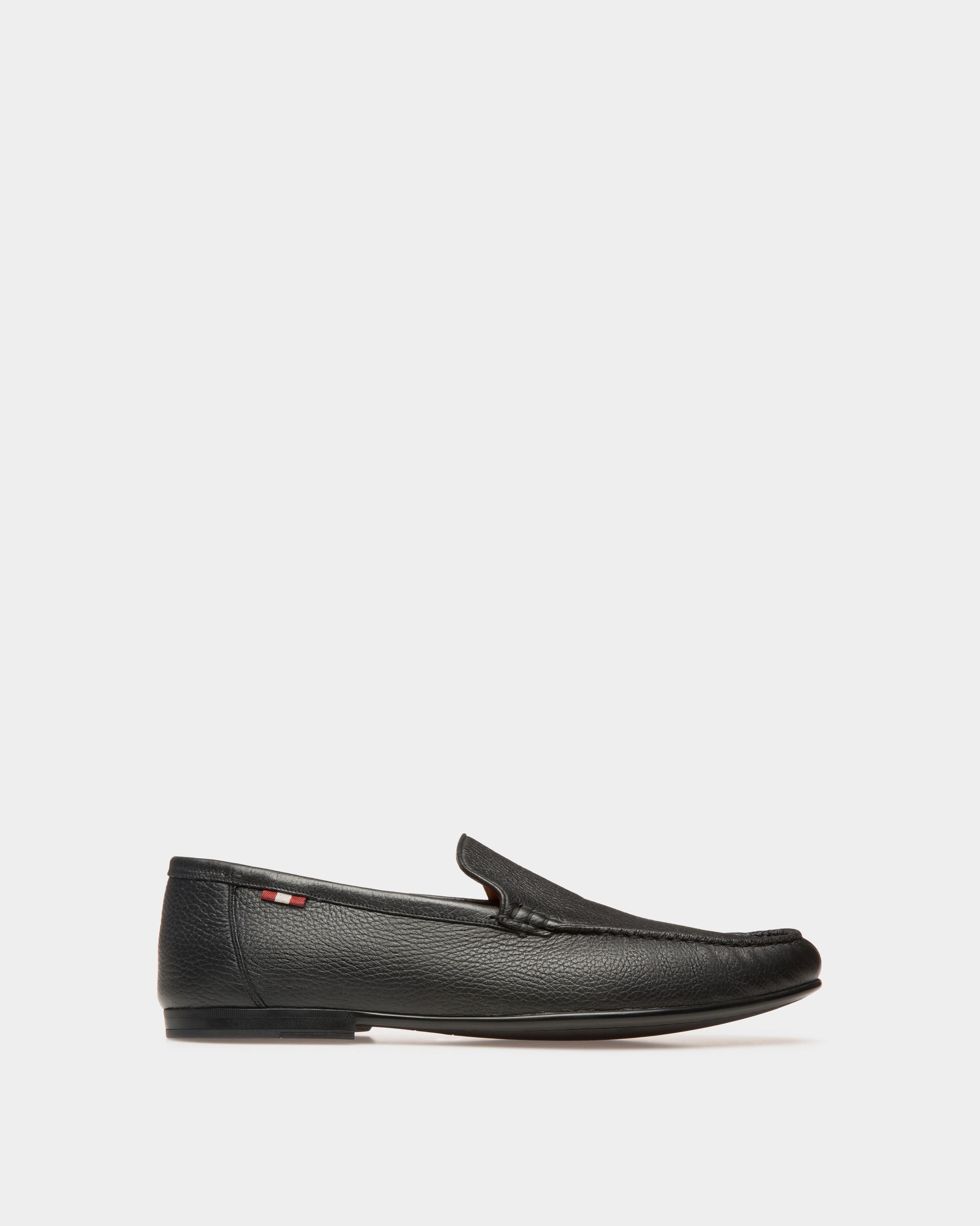 Men's Black Leather Loafers - Homme - Bally - 01