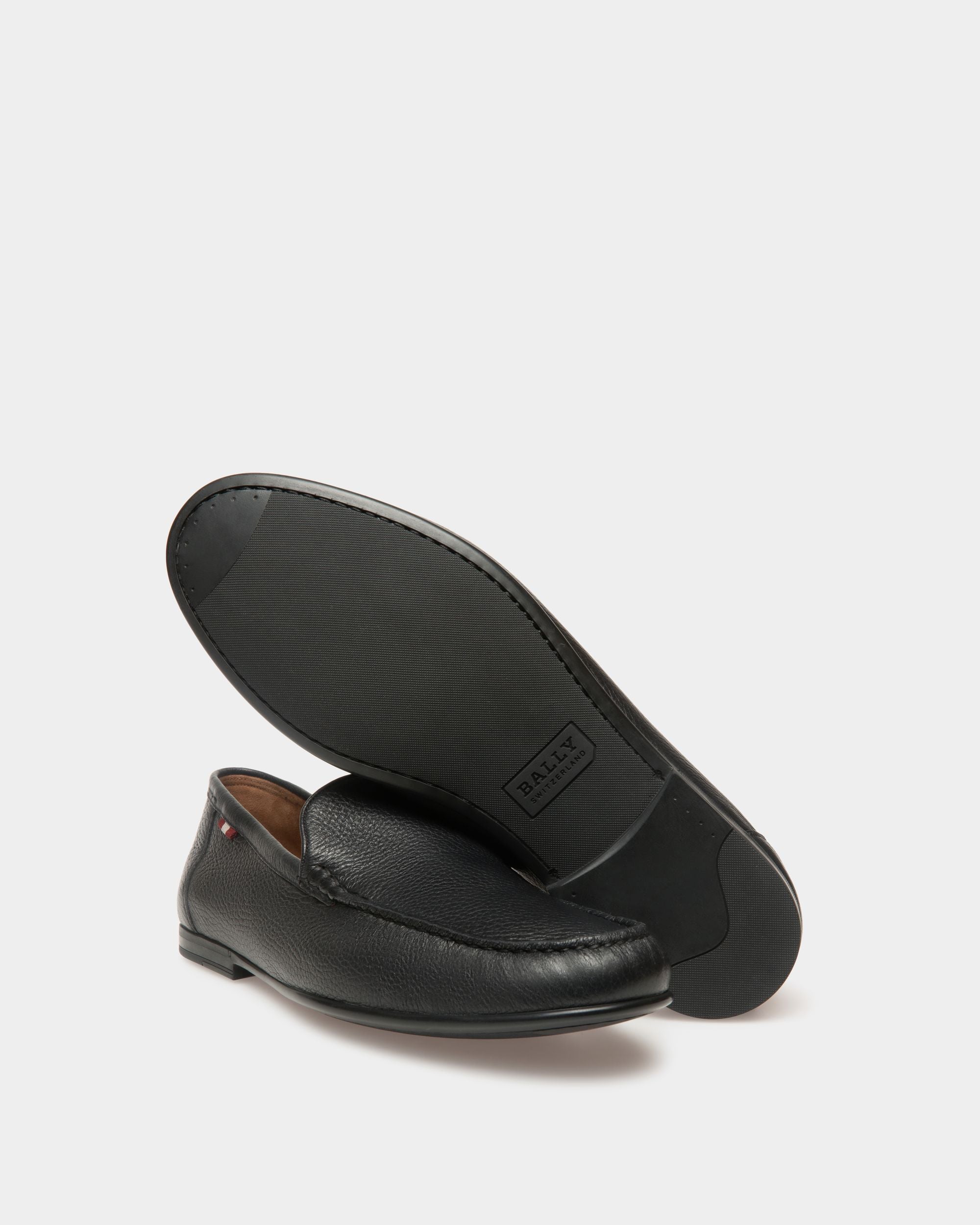 Men's Black Leather Loafers - Homme - Bally - 02