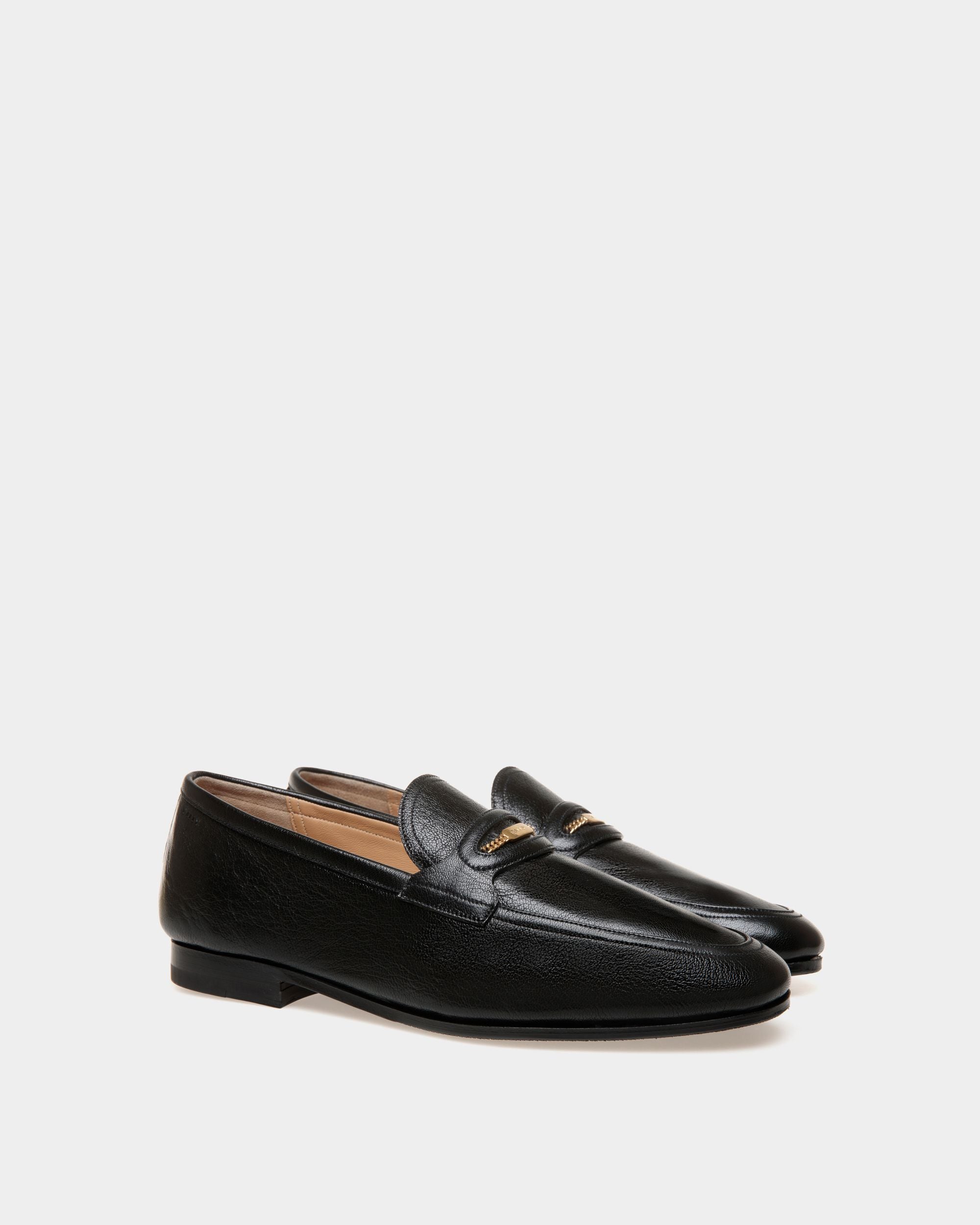 Mocassin Plume En Cuir Grainé Noir - Homme - Bally - 02