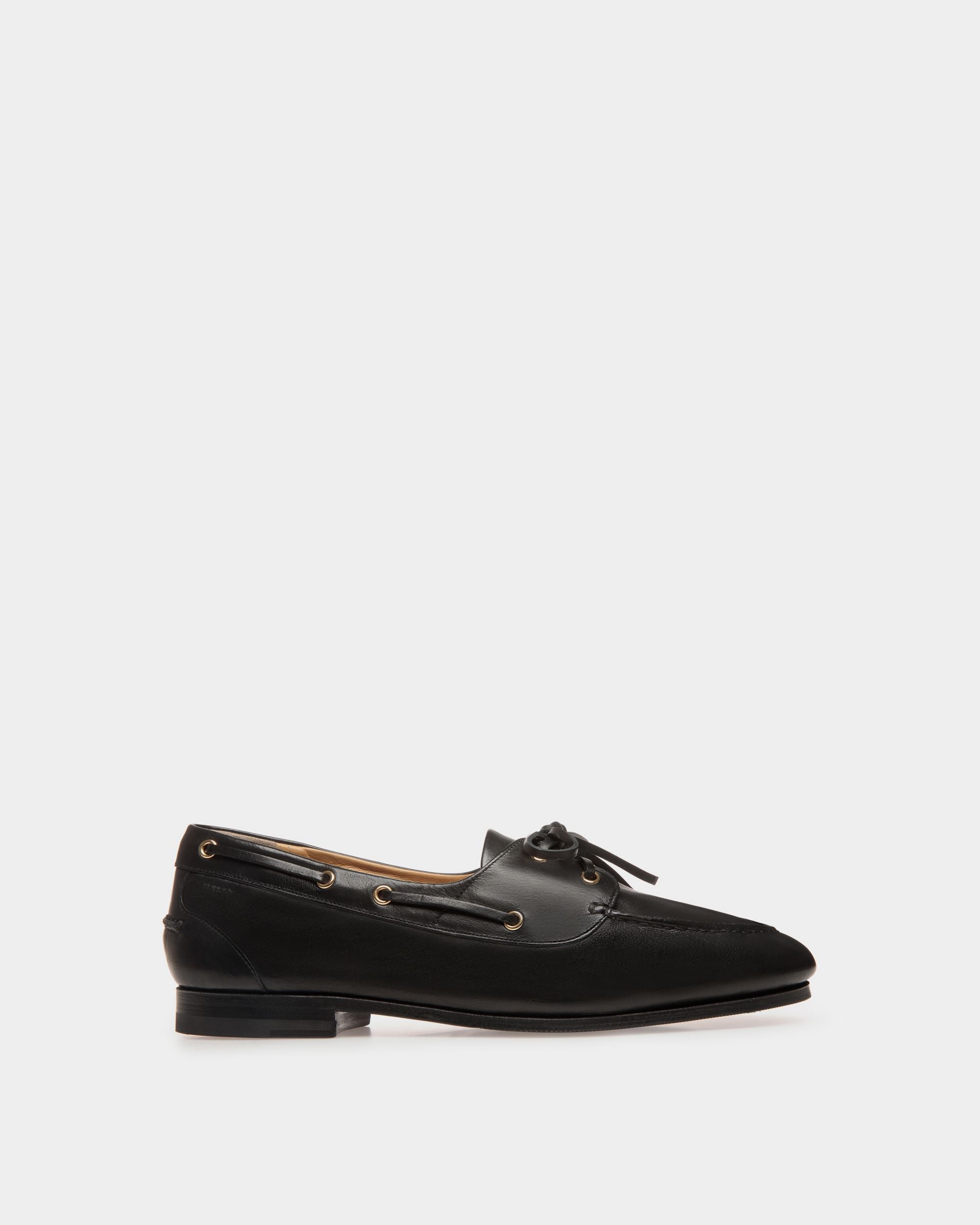 Plume Moccasin in Black Leather - Men's - Bally - 01