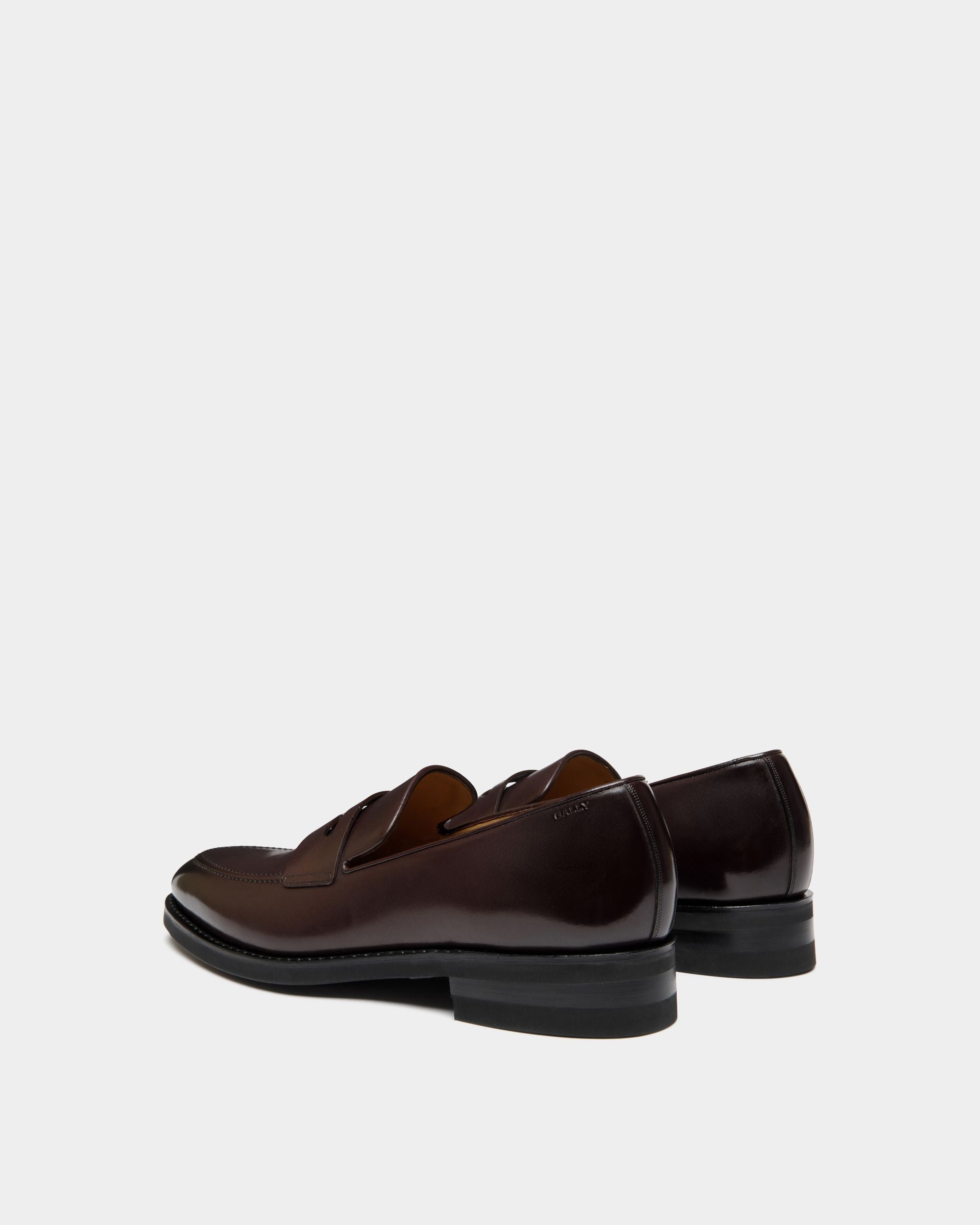 Mocassin Scribe Un En Cuir Deep Burgundy - Homme - Bally - 04