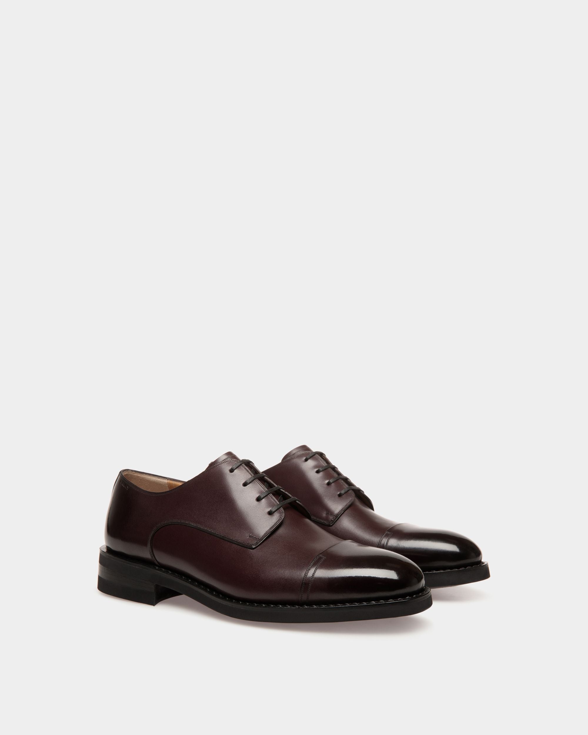Scribe Un Derby in Deep Burgundy Leather - Homme - Bally - 02