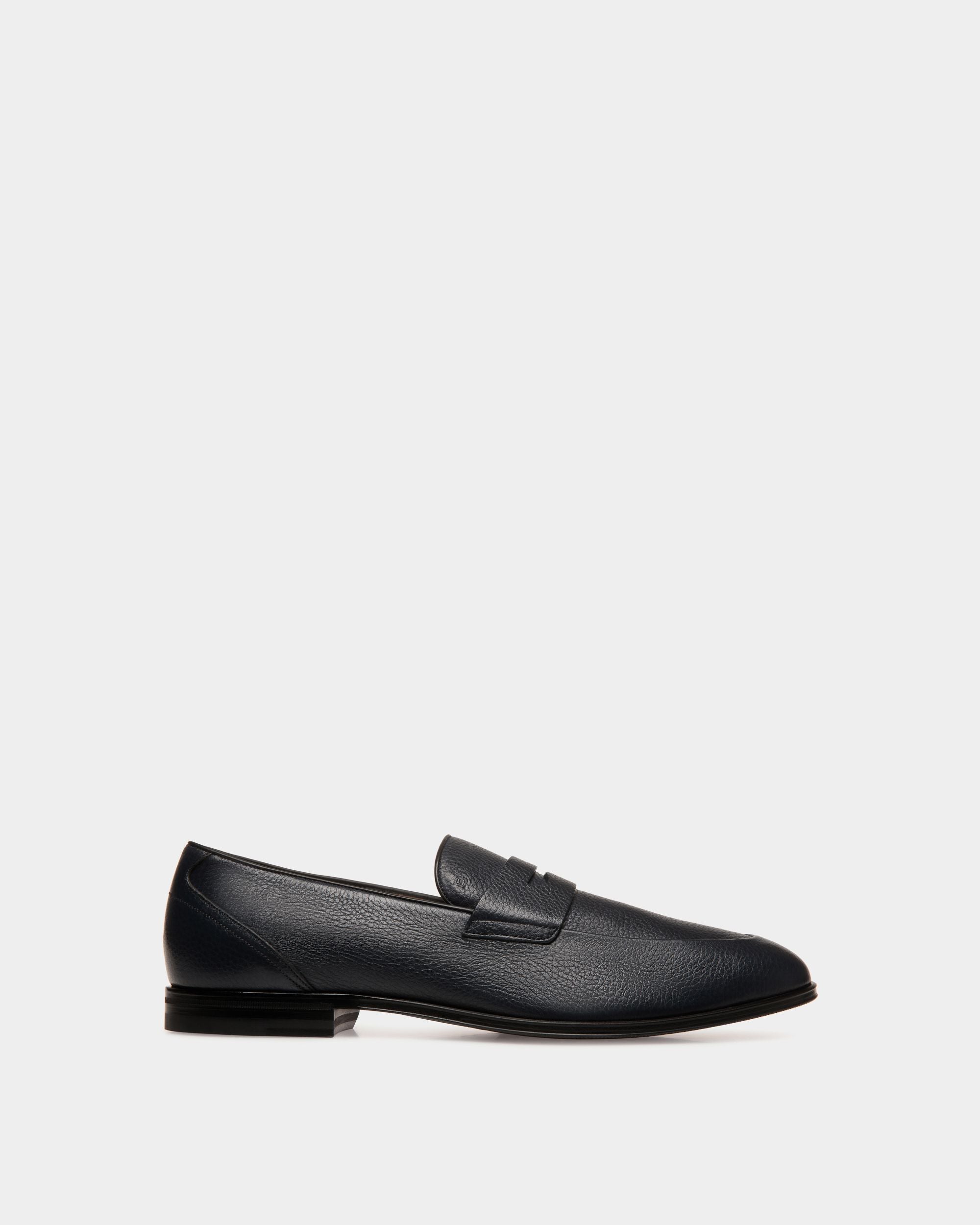 Westminster Loafer in Navy Blue Deer Leather - Homme - Bally - 01
