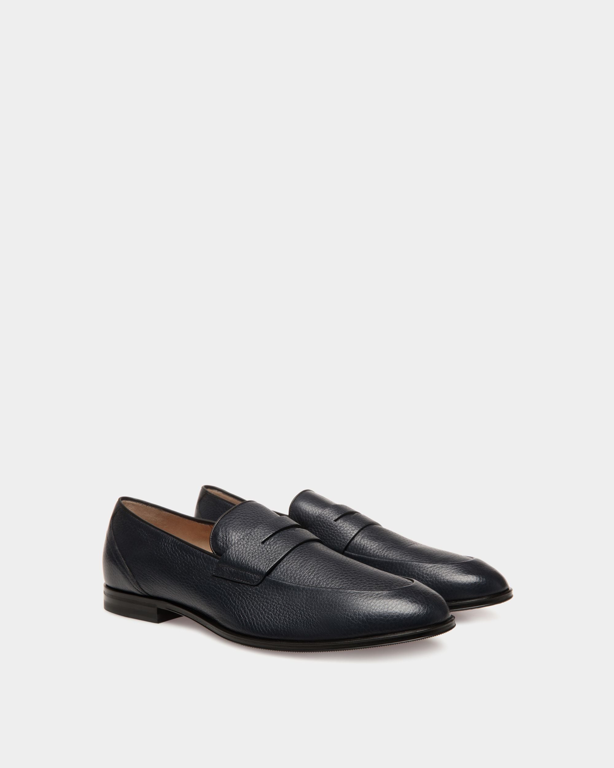 Westminster Loafer in Navy Blue Deer Leather - Homme - Bally - 02