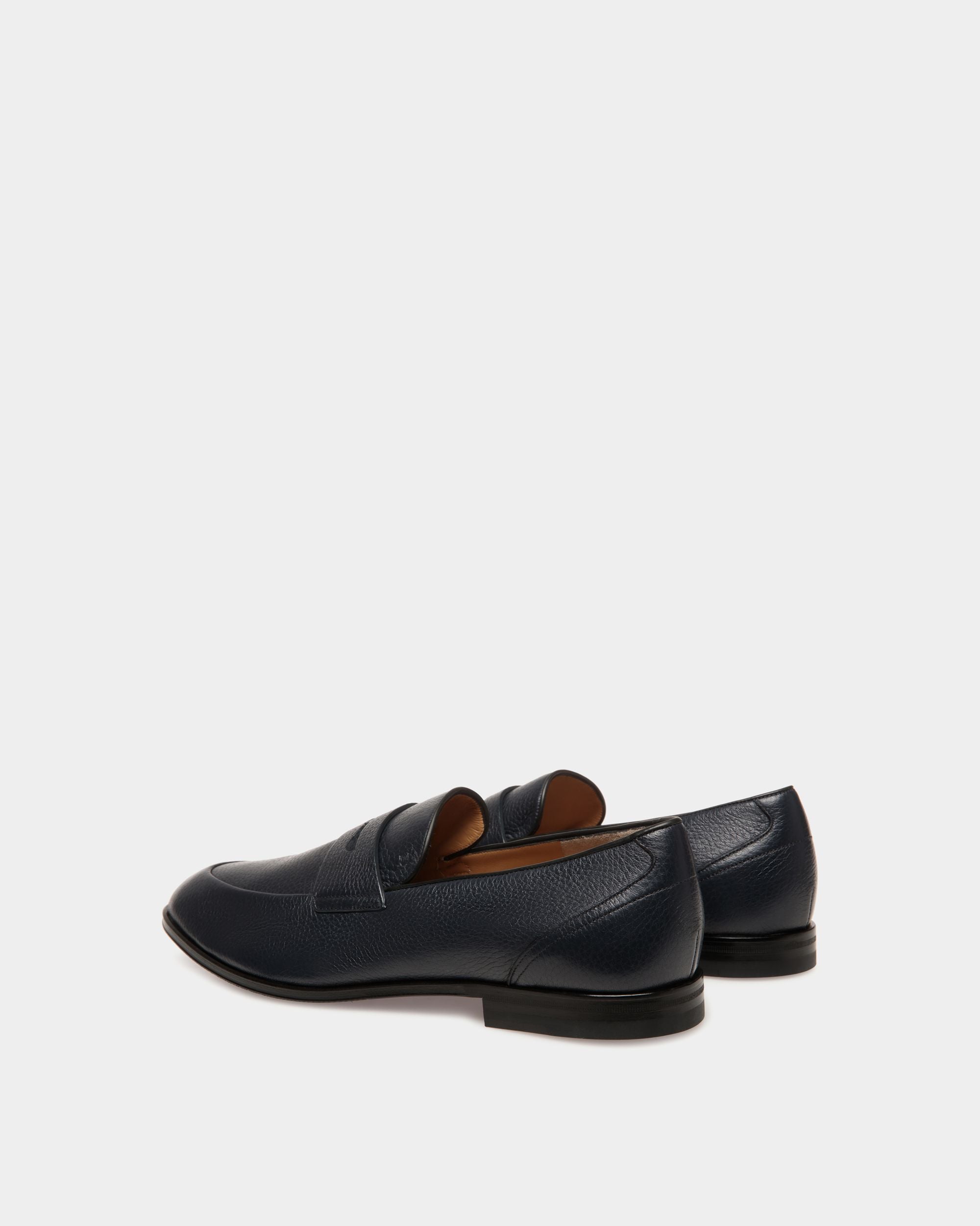 Westminster Loafer in Navy Blue Deer Leather - Homme - Bally - 03