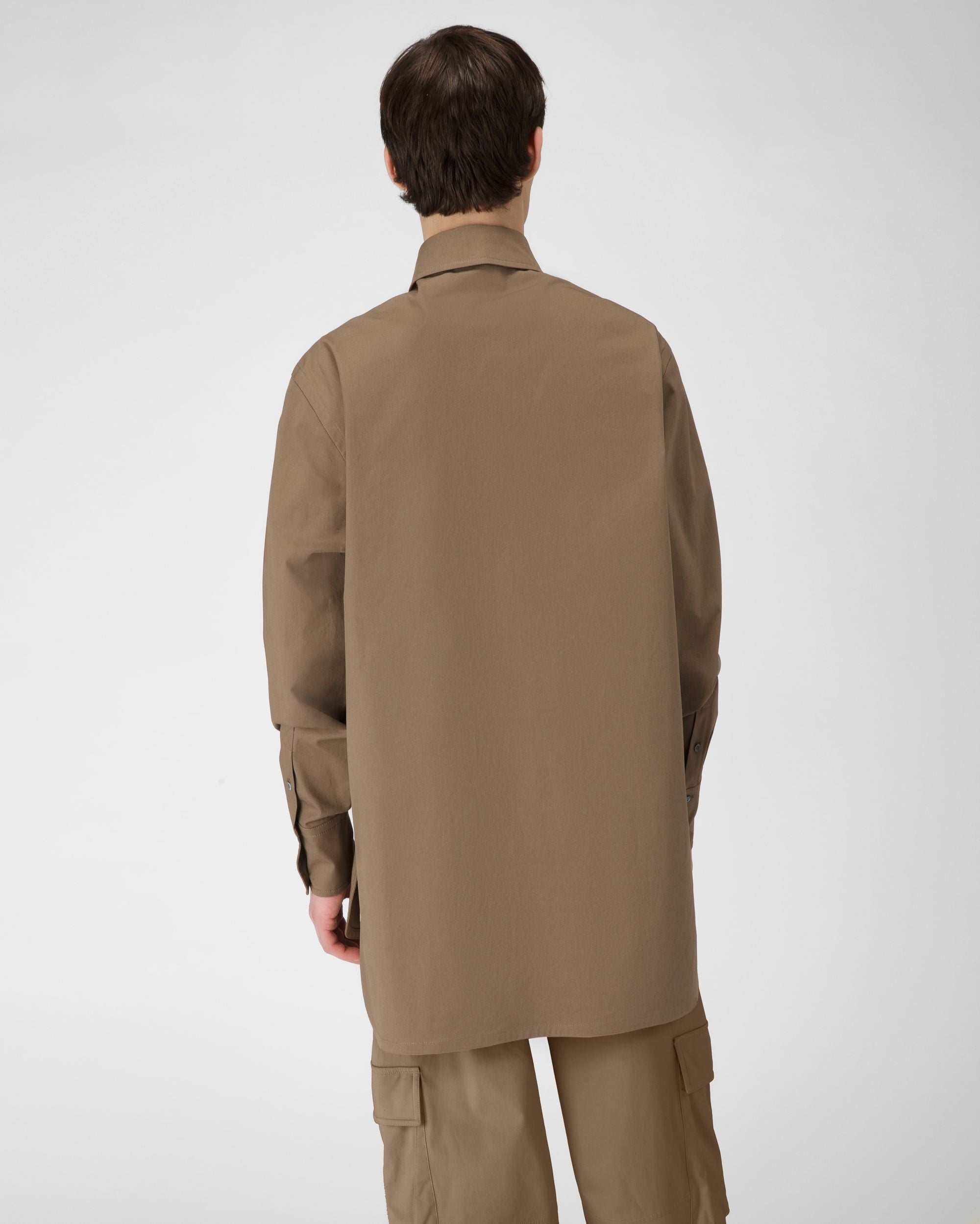 Stretch Cotton Shirt In Taupe - Men's - Bally - 03