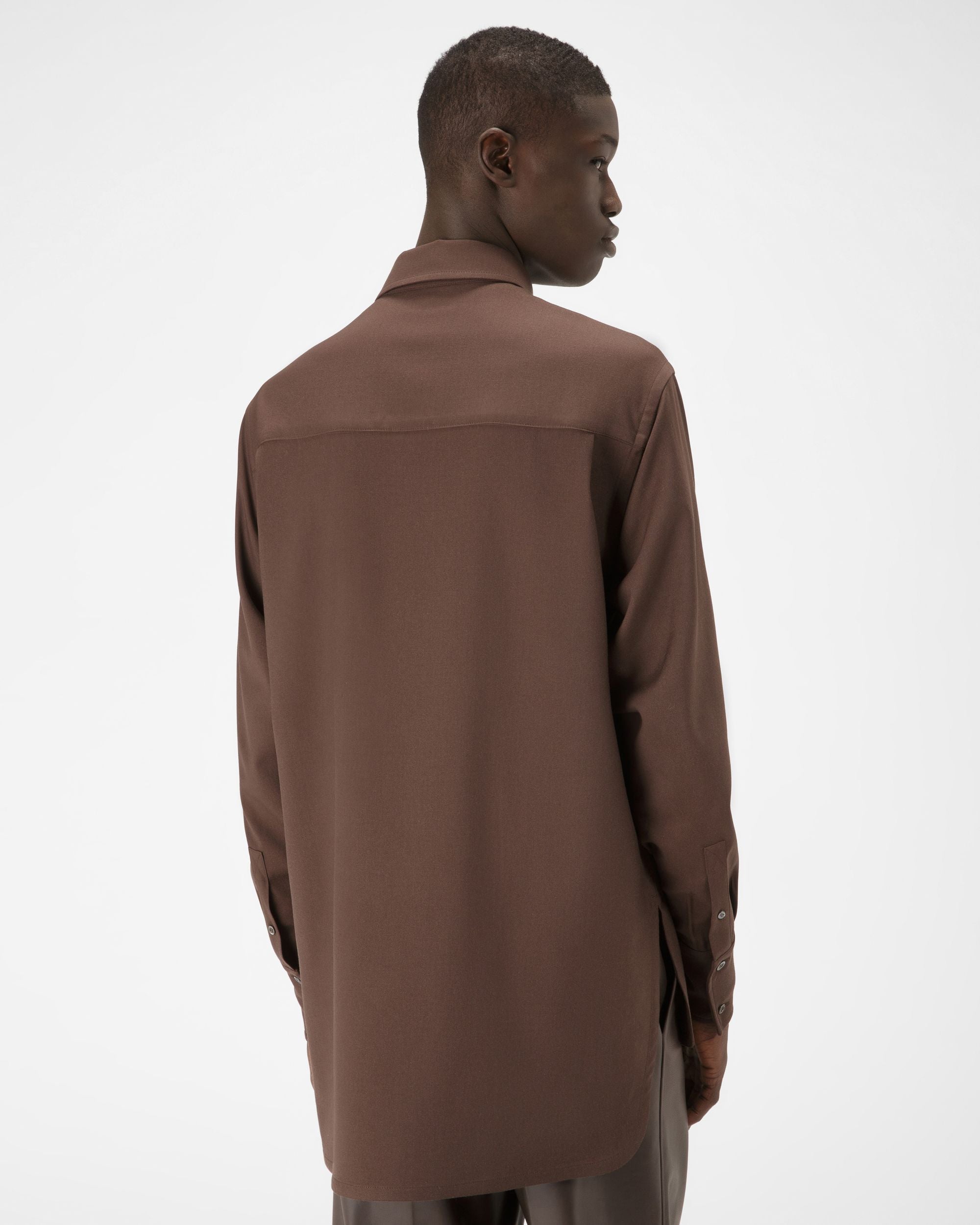 Chemise En Laine Marron Ébène - Homme - Bally - 03
