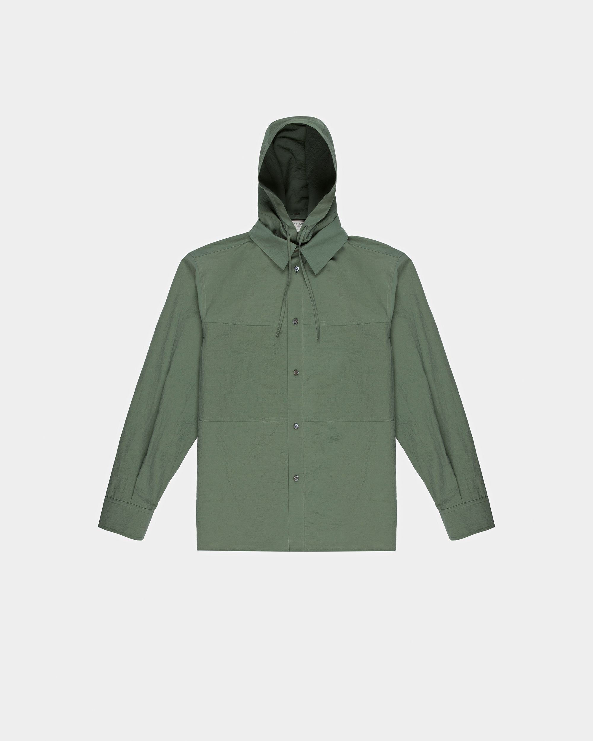 Hemdjacke Aus Baumwolle Und Nylon Mit Kapuze In Salbeigrün - Herren - Bally - 05