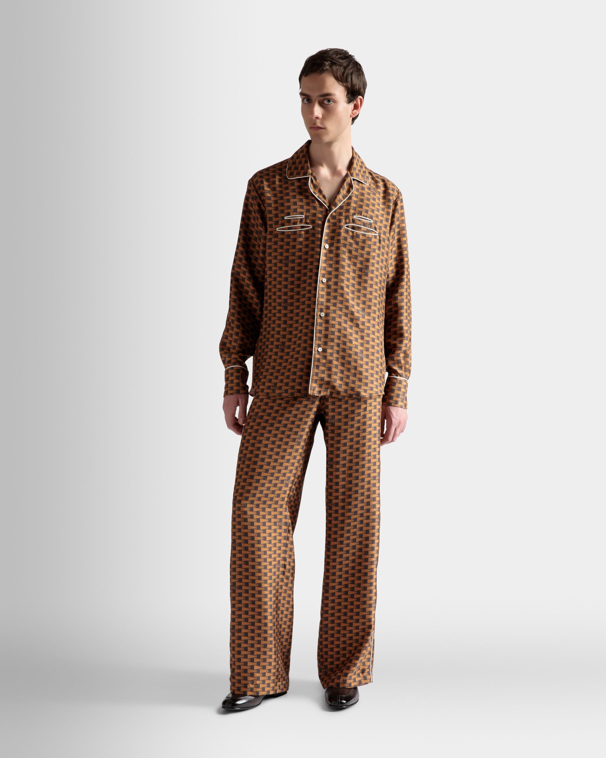 Hemd mit Pennant-Print Aus brauner Seide - Herren - Bally - 02