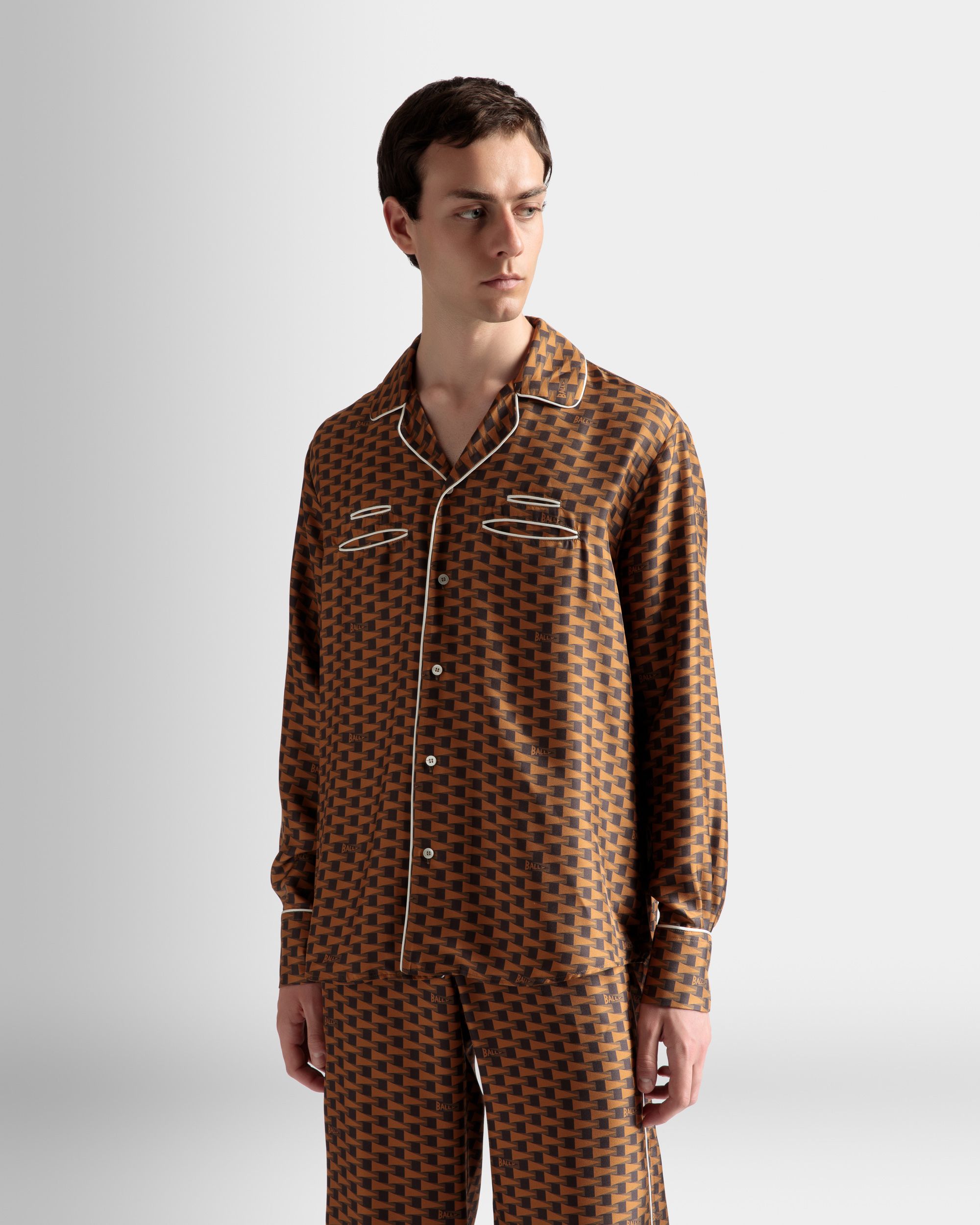 Hemd mit Pennant-Print Aus brauner Seide - Herren - Bally - 03