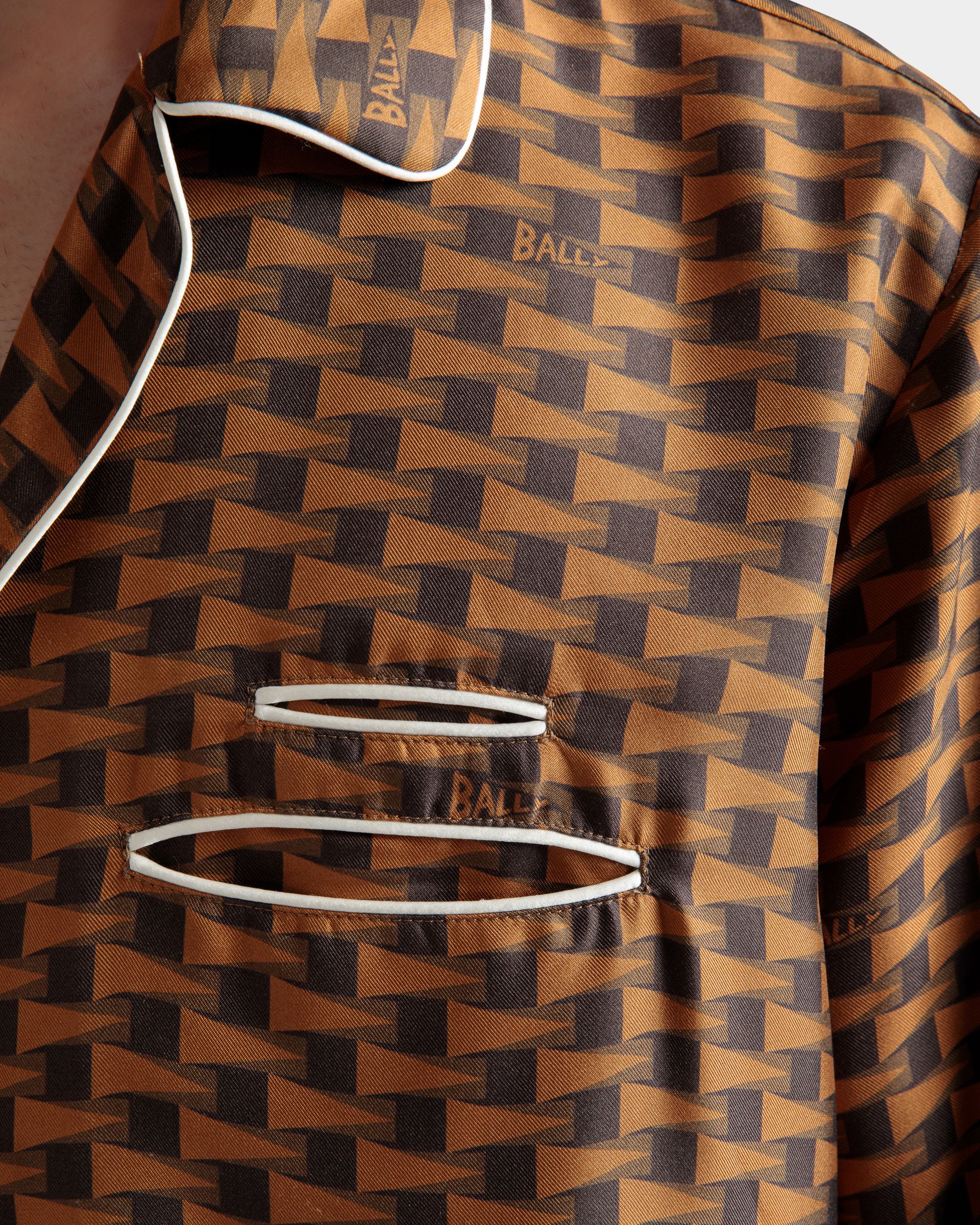 Hemd mit Pennant-Print Aus brauner Seide - Herren - Bally - 04