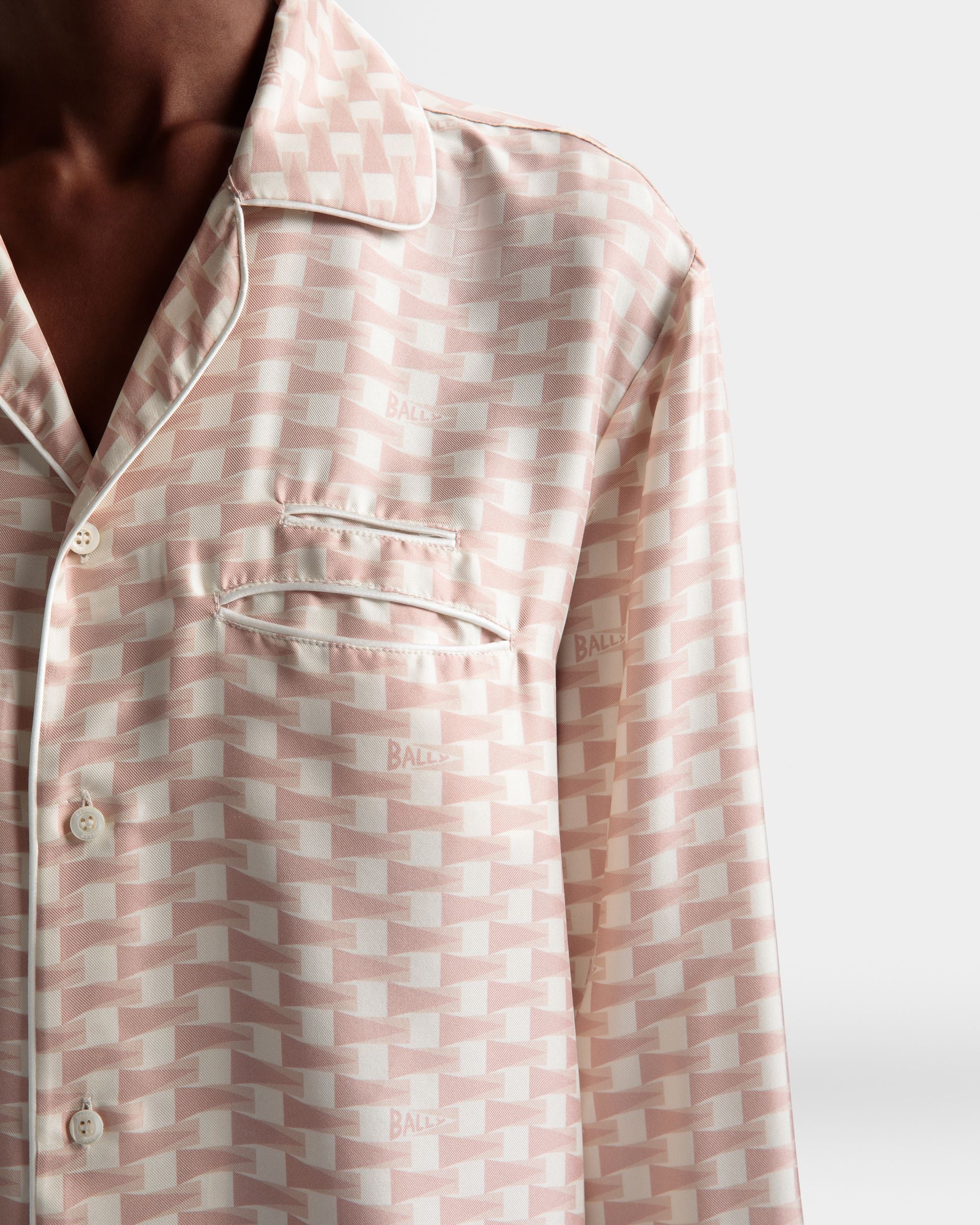 Camisa Con Estampado Pennant De Seda Pétalo Roto - Hombre - Bally - 04