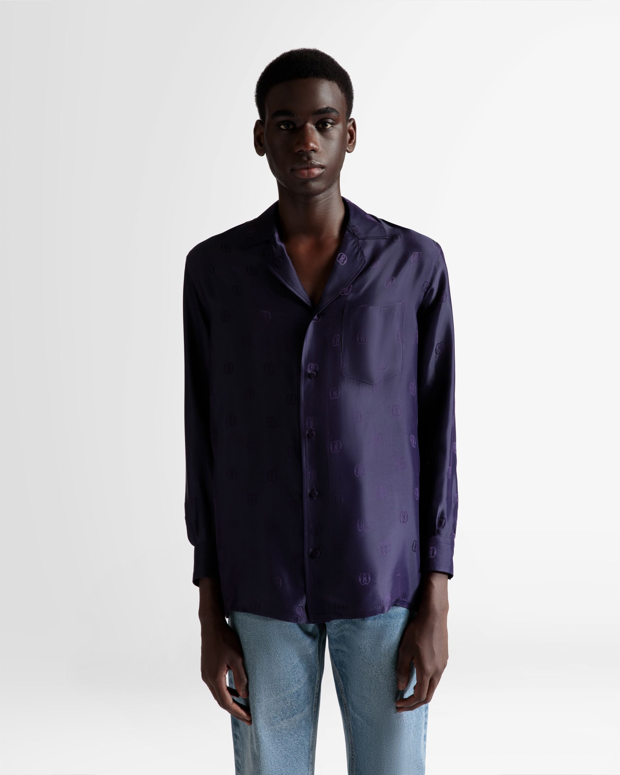 Chemise imprimé Emblem En soie orchidée - Homme - Bally - 02