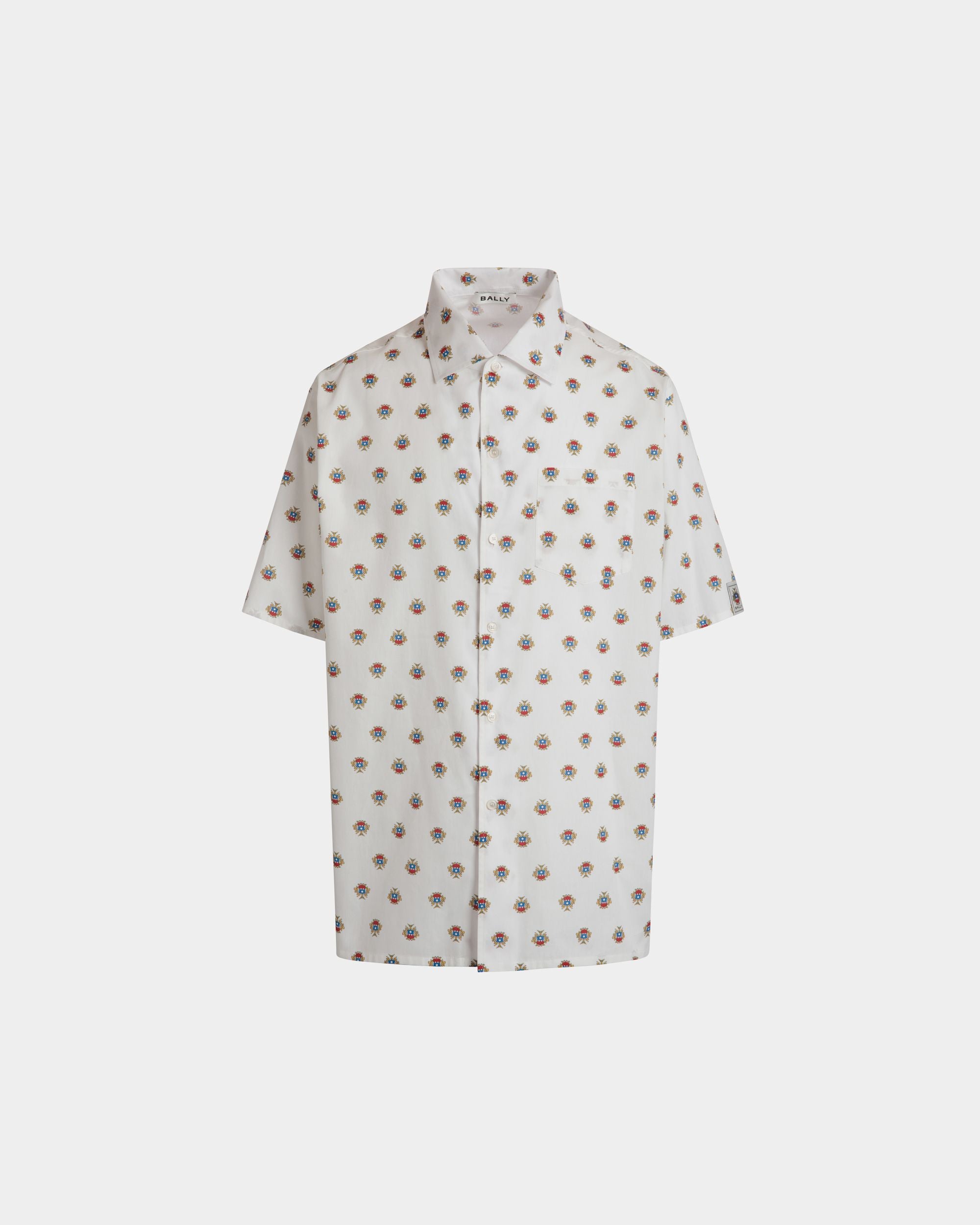Chemise De Bowling En Coton Blanc Avec Un Imprimé Écusson Bally Crest All-Over - Homme - Bally - 01