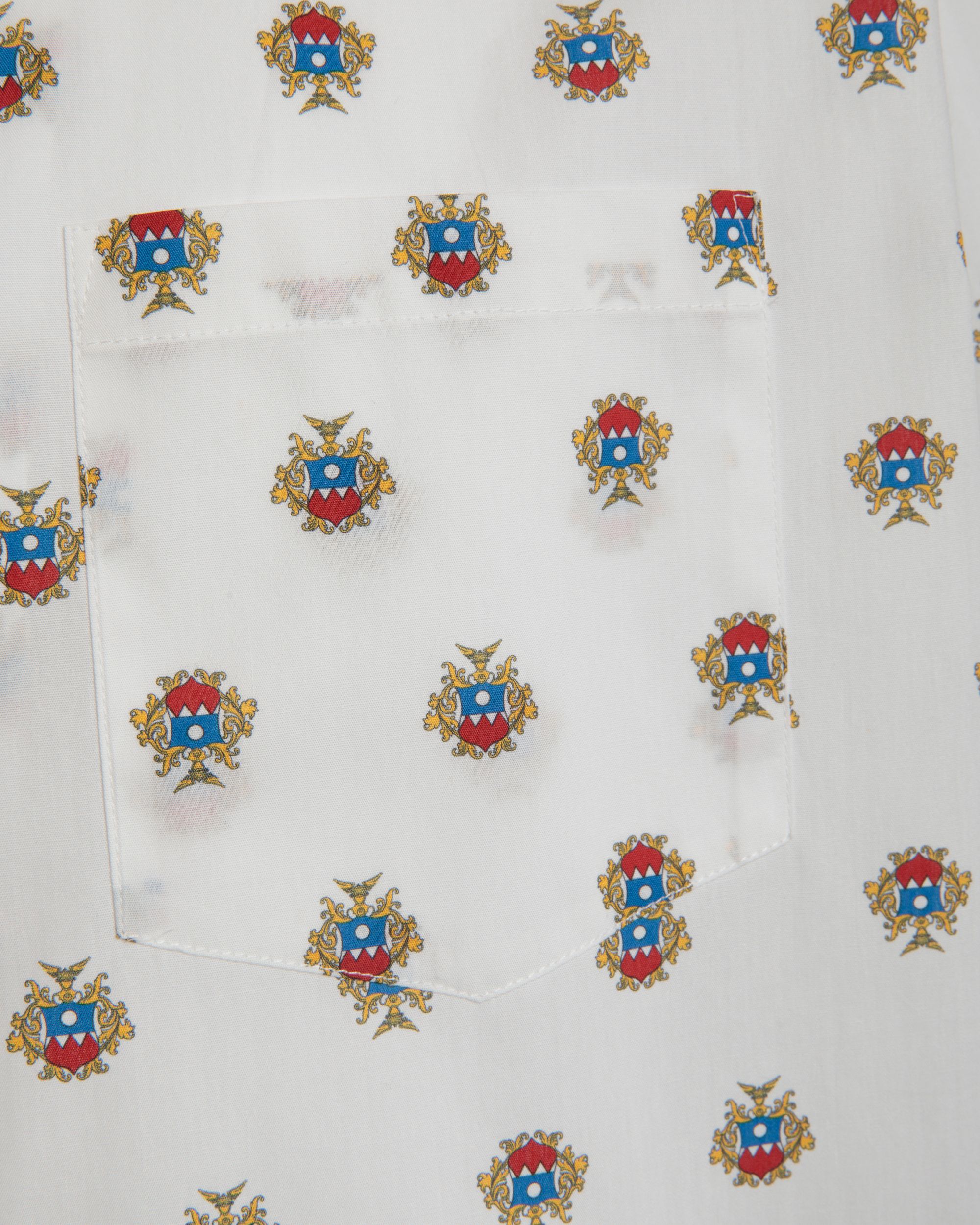Camisa Bowling De Algodón Blanco Con Estampado Del Escudo Bally Crest All Over - Hombre - Bally - 04