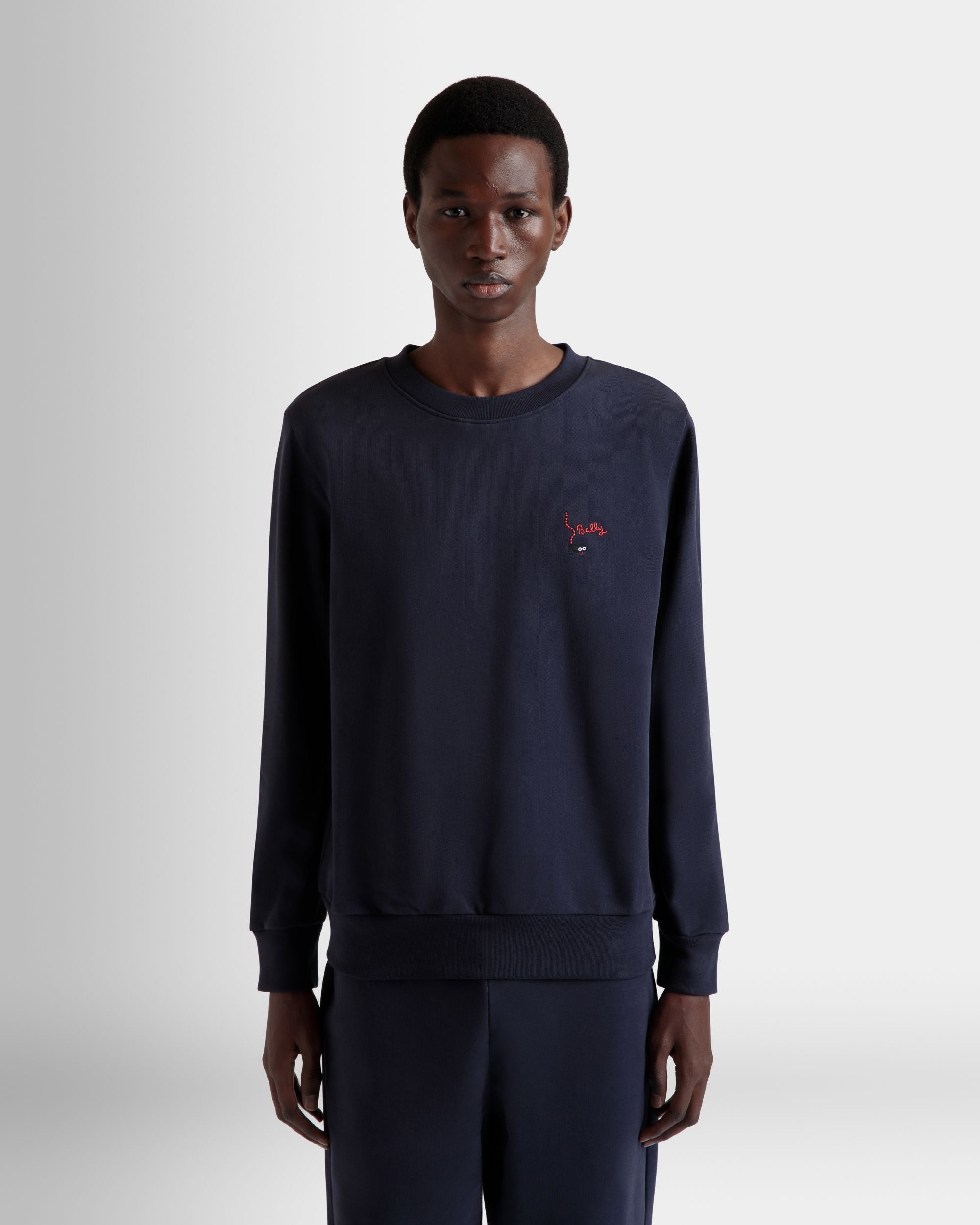 Sweat-Shirt Ras-Du-Cou En Coton Navy Blue - Homme - Bally - 08