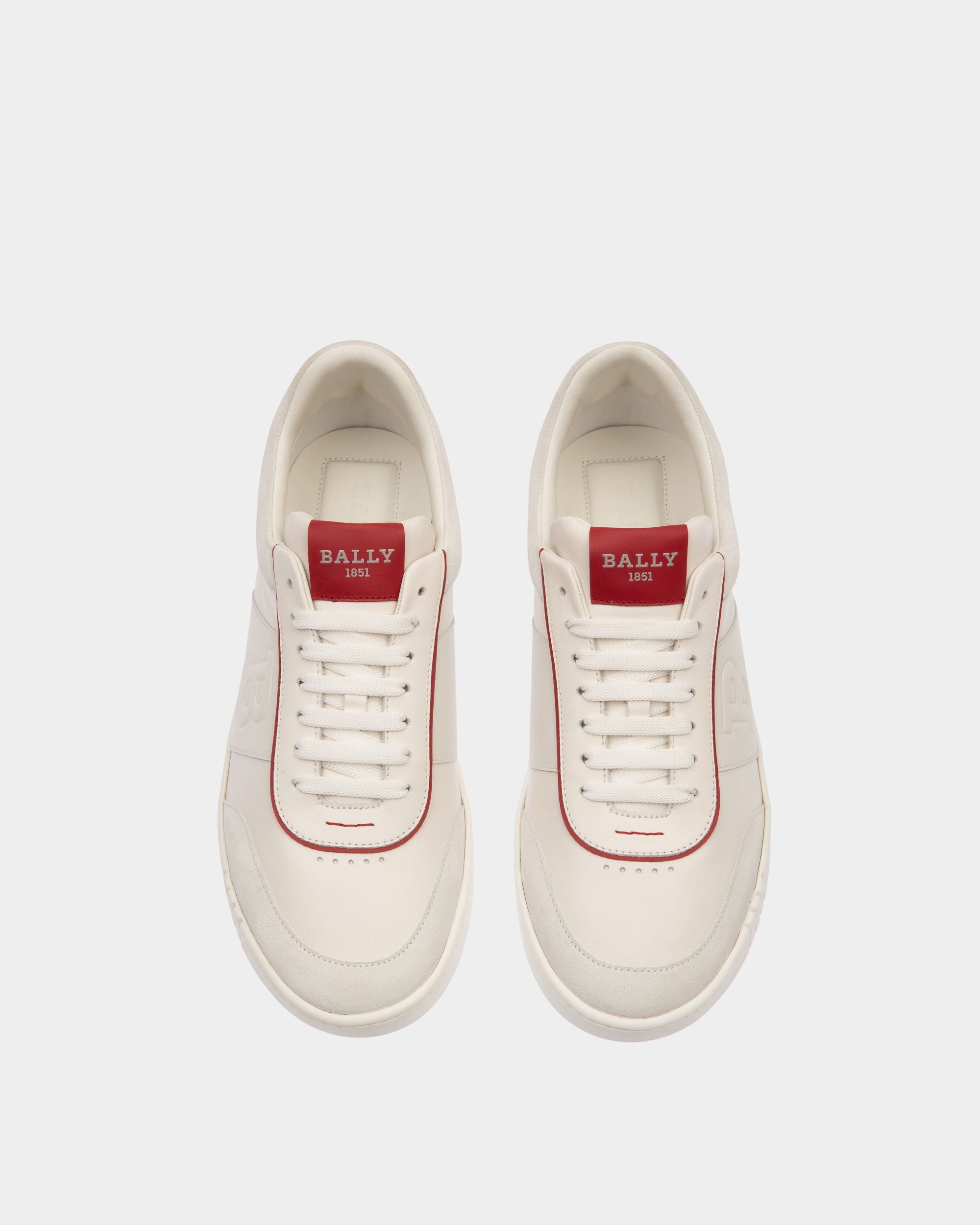 Wallys Sneaker En Cuir Et Daim Blanc Et Rouge - Homme - Bally - 02