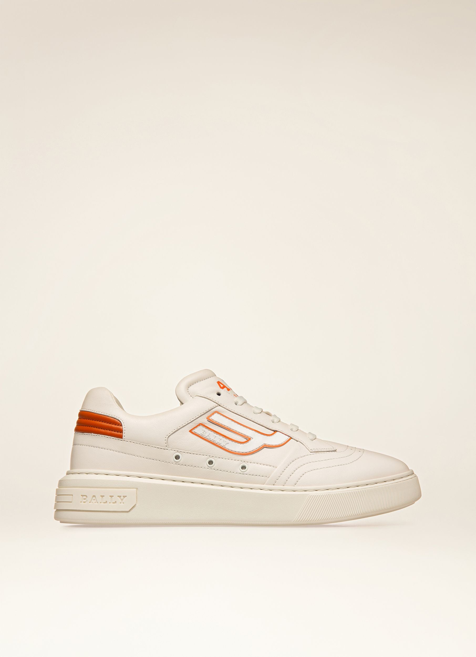 Triumph Sneaker Aus Weissem Und Orangem Leder - Herren - Bally - 01