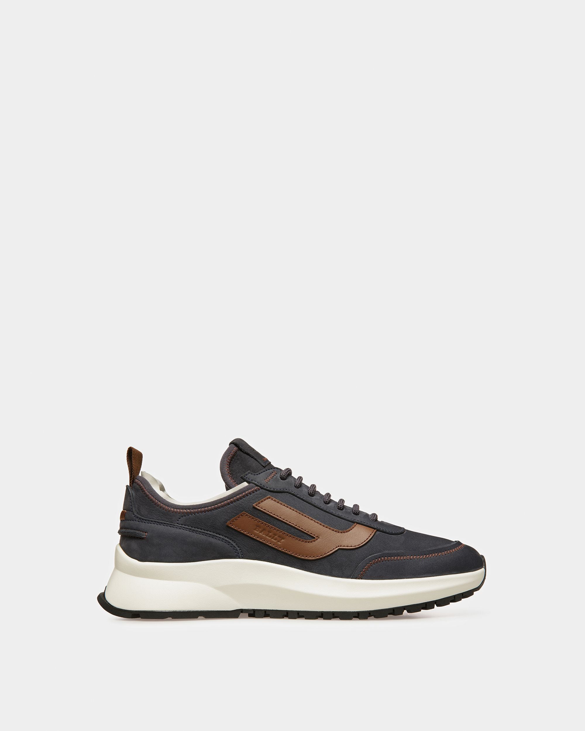 Darys Leather Sneakers In Midnight And Brown - Men's - Bally - 01