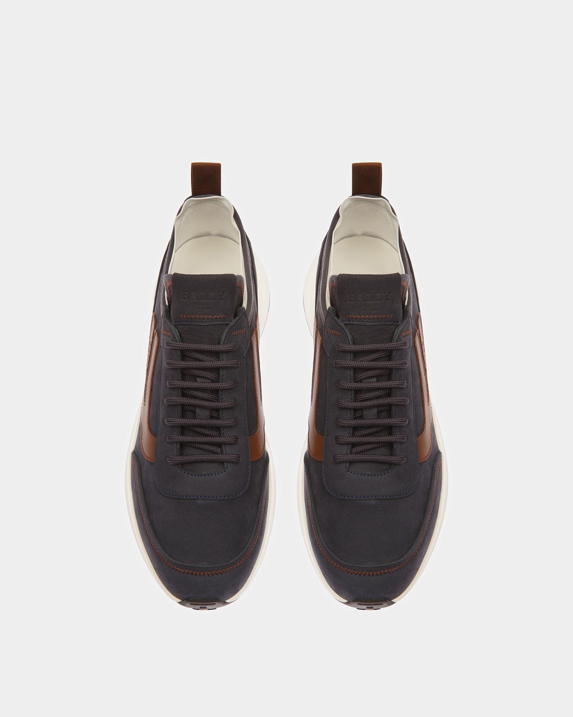 Darys Leather Sneakers In Midnight And Brown - Men's - Bally - 02