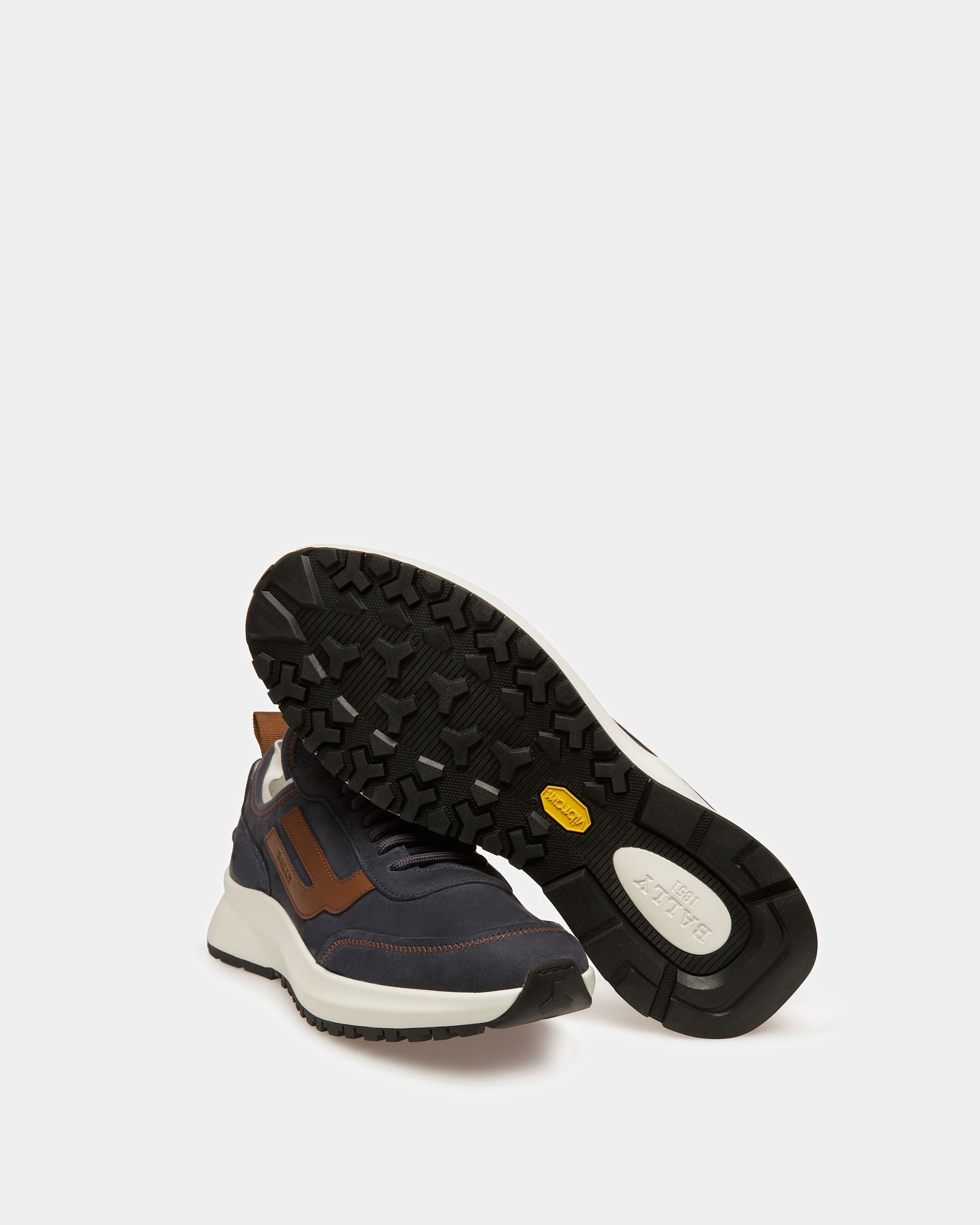Darys Leather Sneakers In Midnight And Brown - Men's - Bally - 04