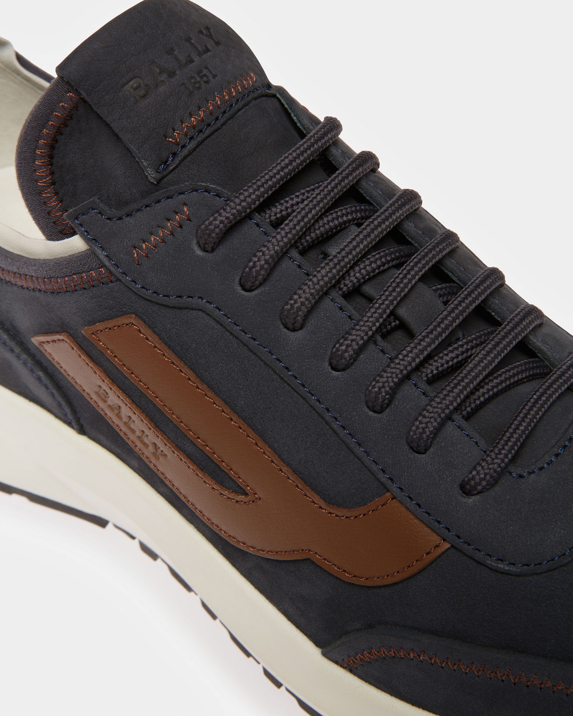 Darys Leather Sneakers In Midnight And Brown - Men's - Bally - 05