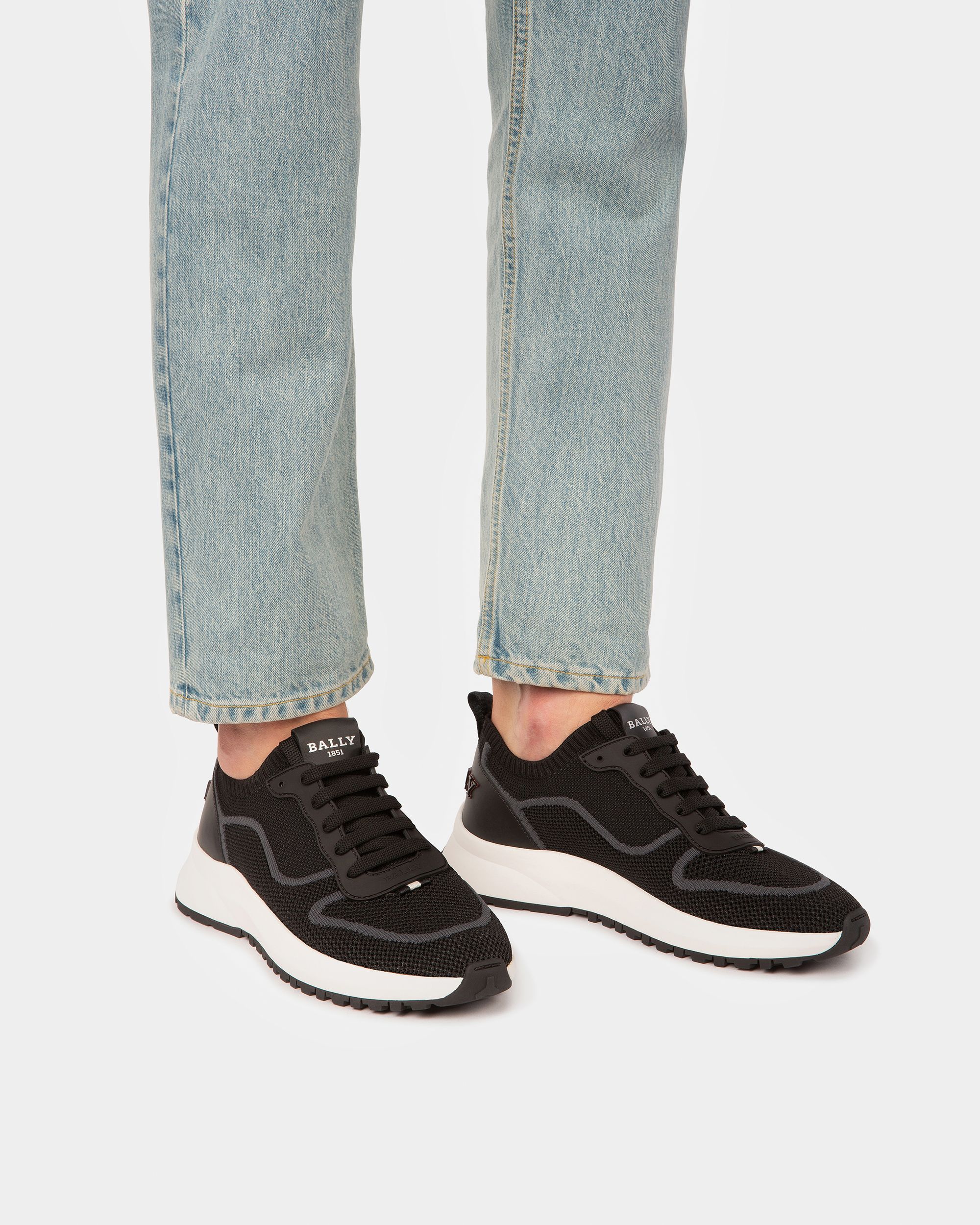 Davyn Sneakers En Filet Et Cuir Noirs - Homme - Bally - 02