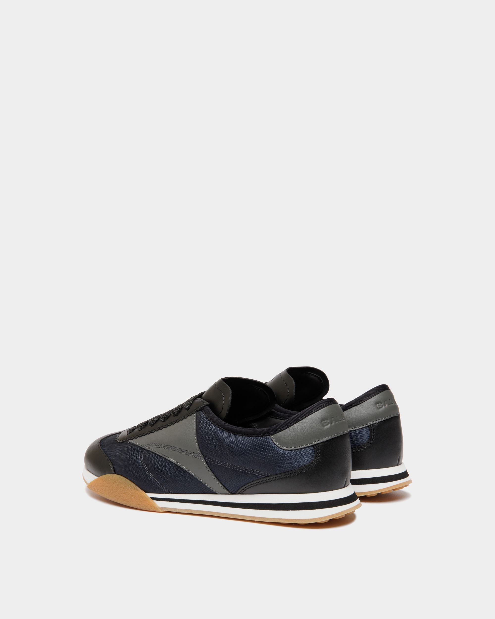 Sussex-Sneaker aus schwarzem und Navy Blue Leder und Stoff - Herren - Bally - 04