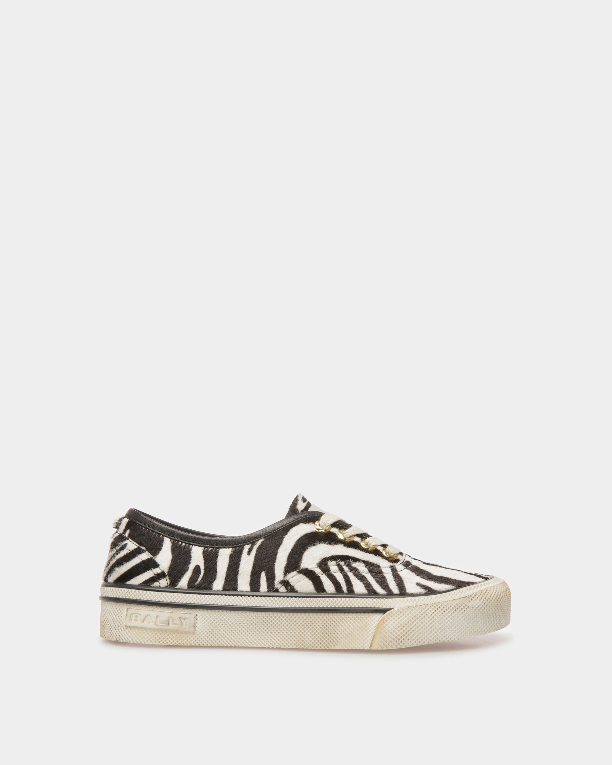Santa Ana Sneakers In White And Black Haircalf Leather - Men's - Bally - 01
