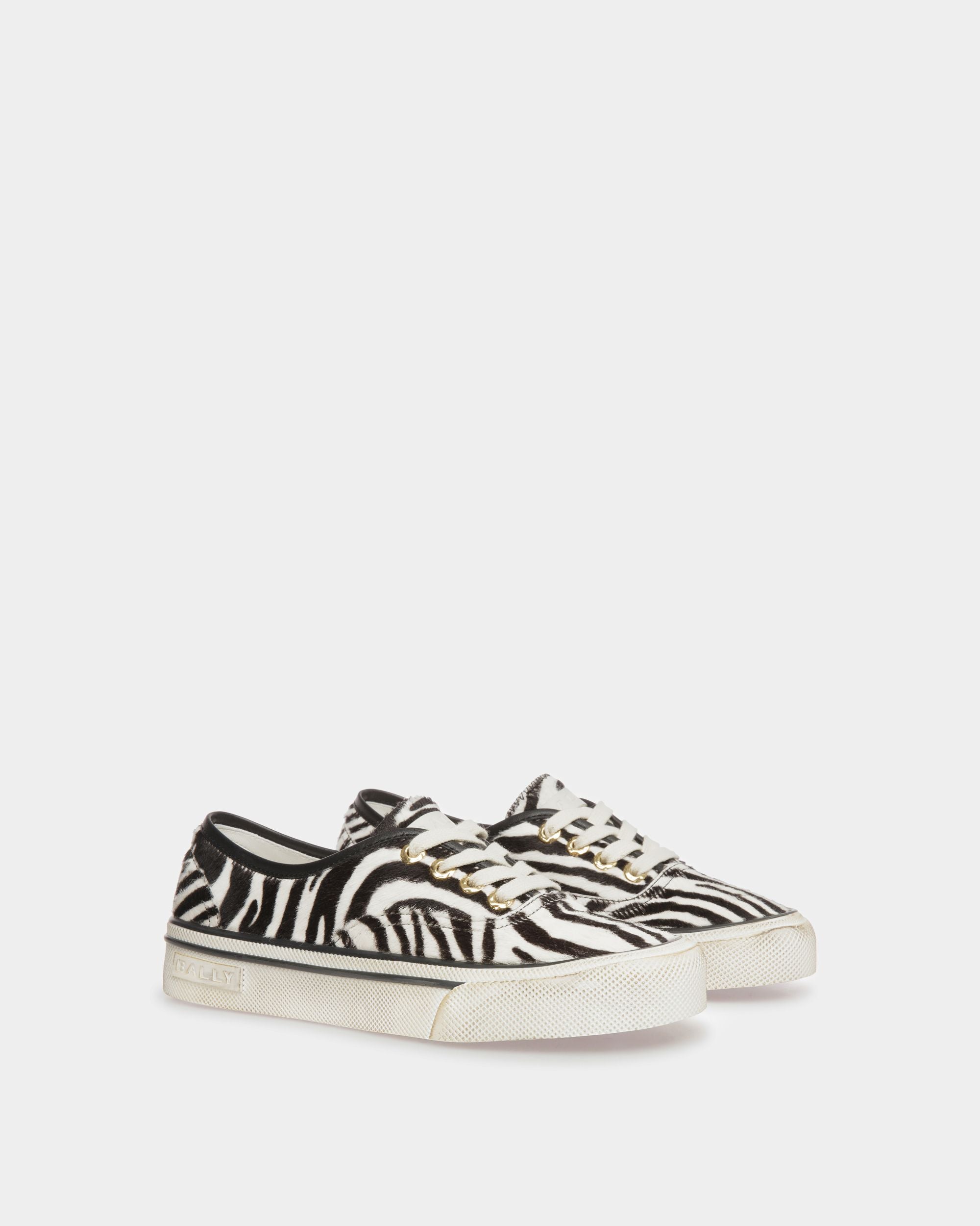 Santa Ana Sneakers In White And Black Haircalf Leather - Men's - Bally - 02