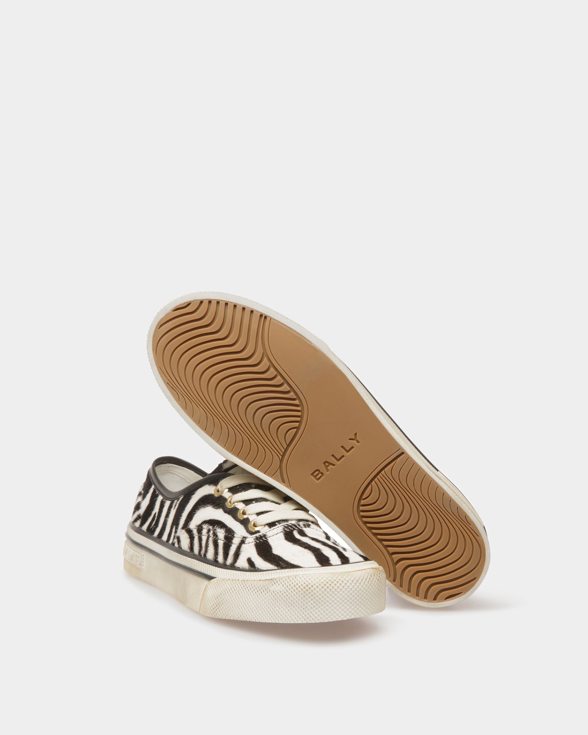 Santa Ana Sneakers In White And Black Haircalf Leather - Men's - Bally - 04