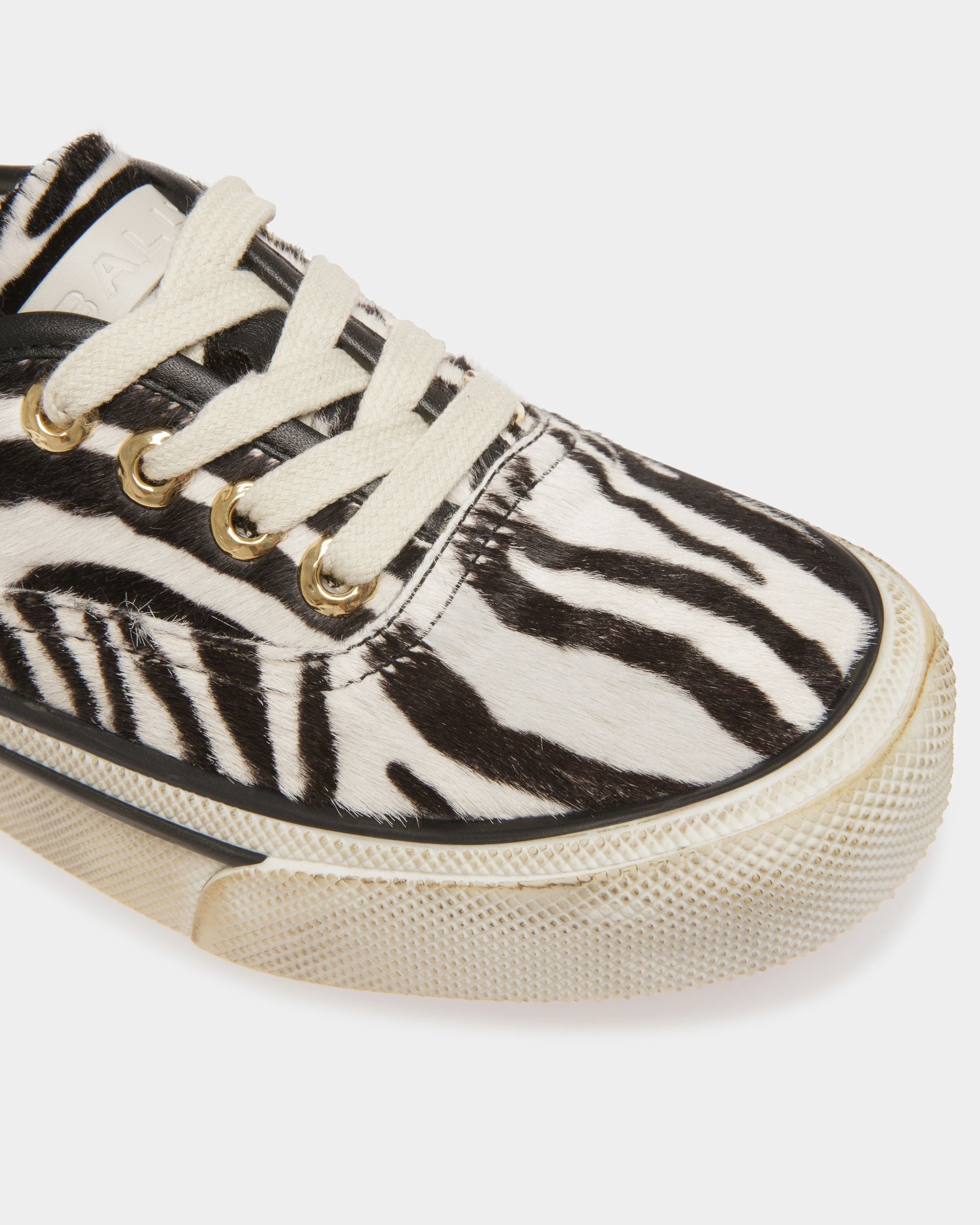 Santa Ana Sneakers In White And Black Haircalf Leather - Men's - Bally - 05