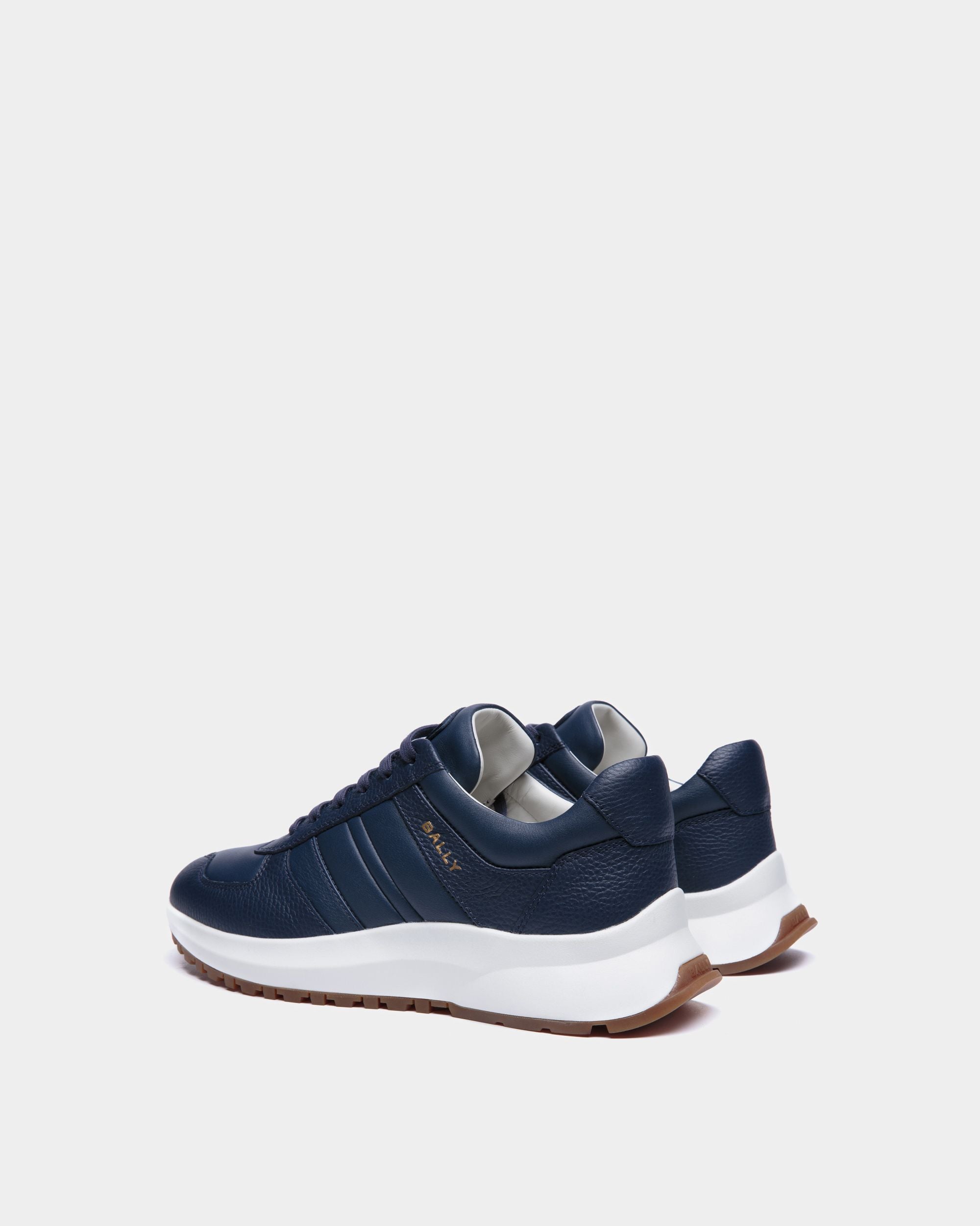 Sneaker Outline En Cuir Grainé Bleu - Homme - Bally - 03