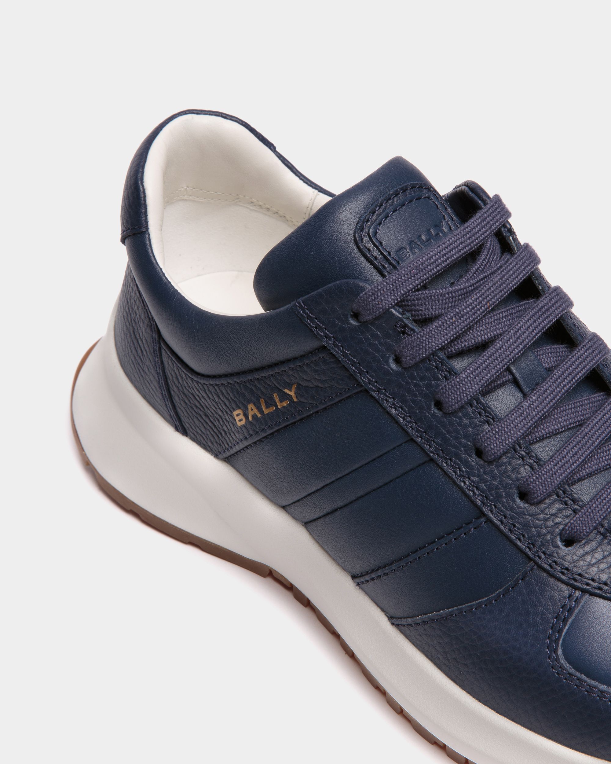 Sneaker Outline En Cuir Grainé Bleu - Homme - Bally - 05
