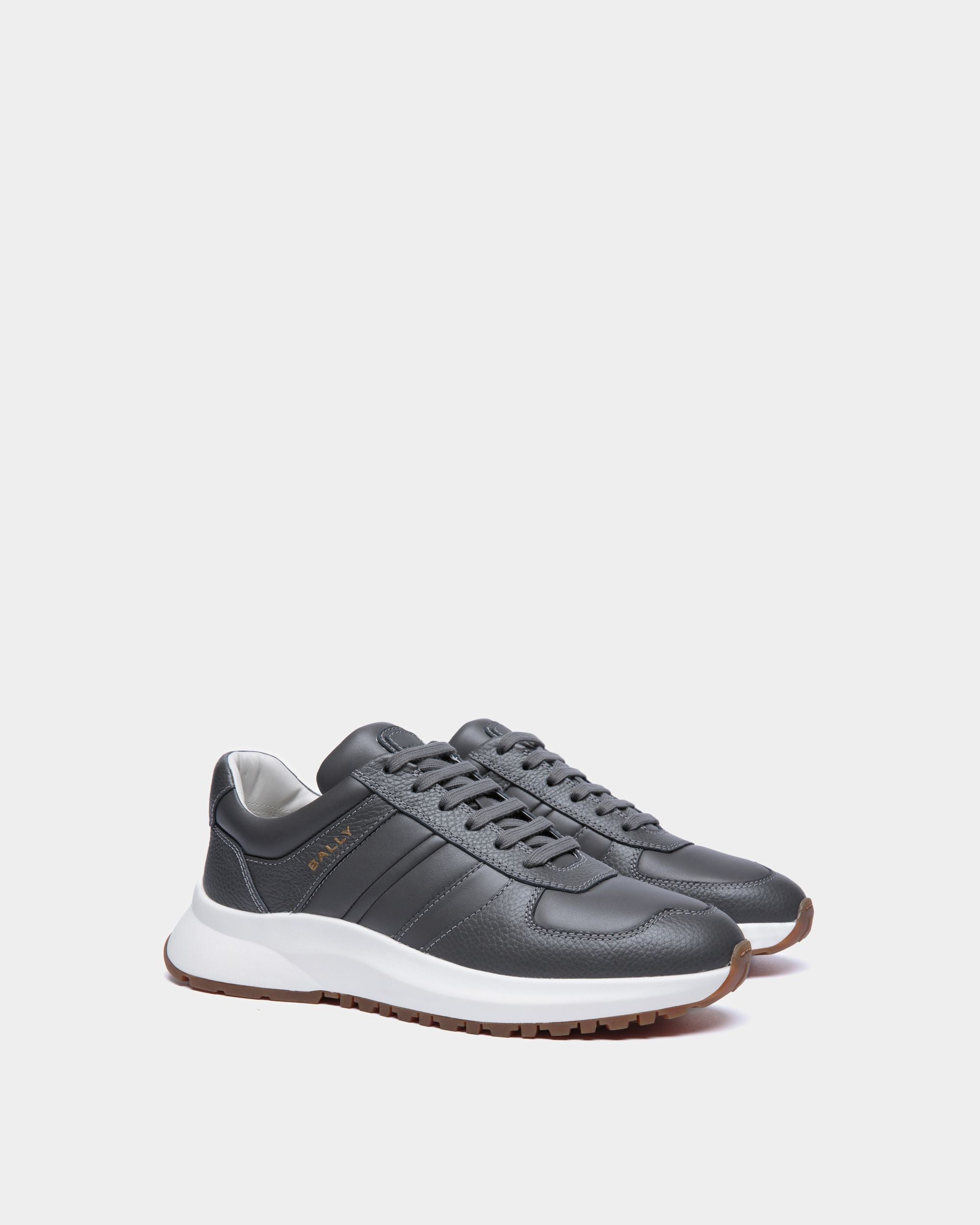 Sneaker Outline En Cuir Grainé Gris - Homme - Bally - 02