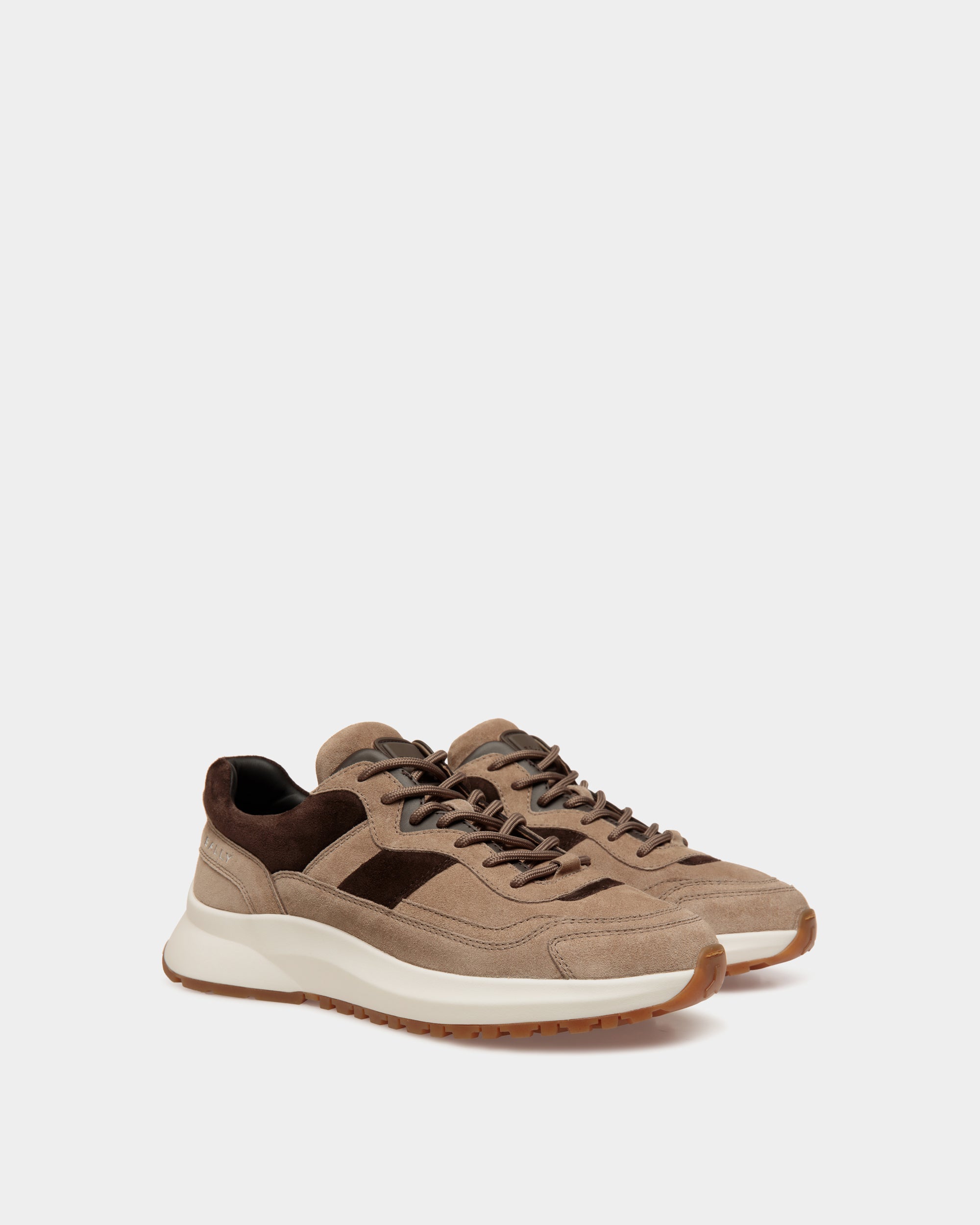 Sneaker Outline En Daim Taupe Et Ebano - Homme - Bally - 03
