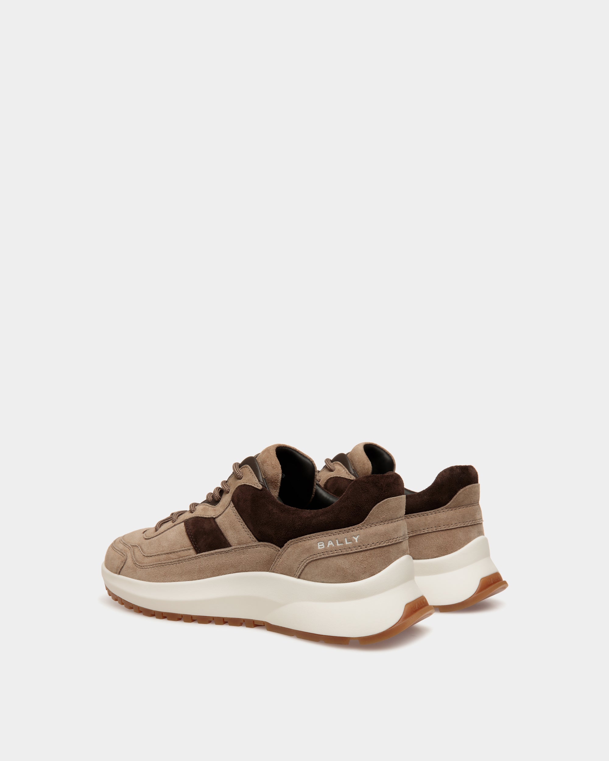 Outline Sneaker in Taupe and Ebano Suede - Men's - Bally - 04